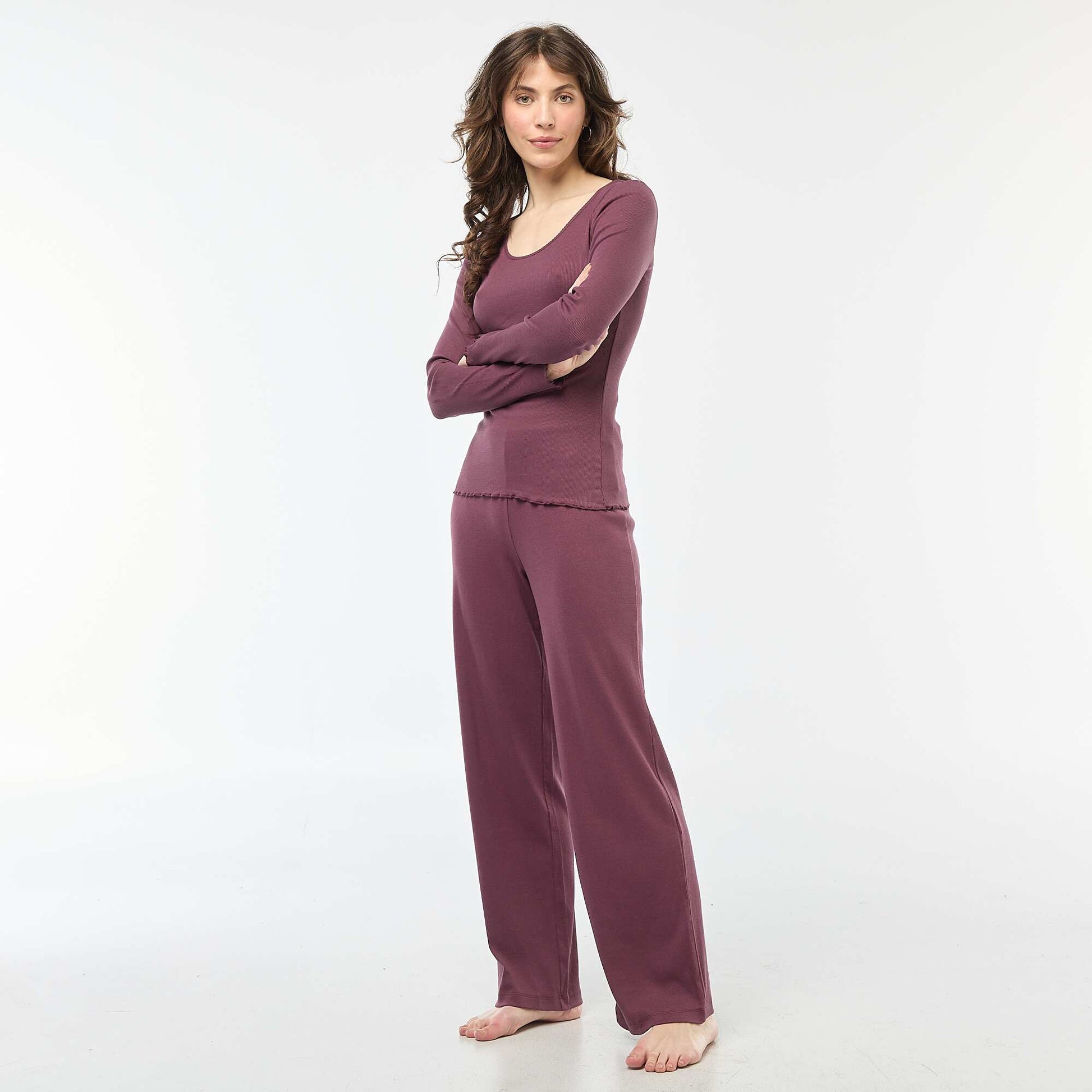 Ribbed Pajama T-Shirt PURPLE