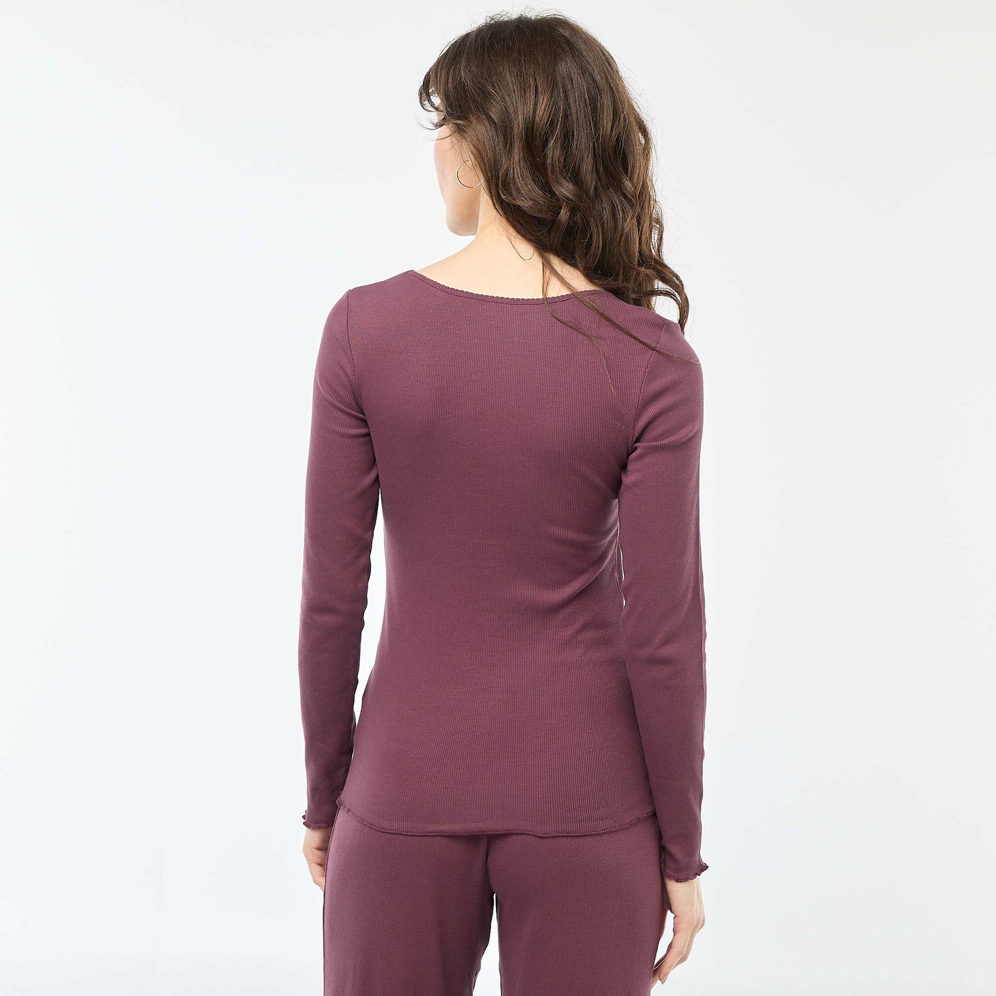 Ribbed Pajama T-Shirt PURPLE