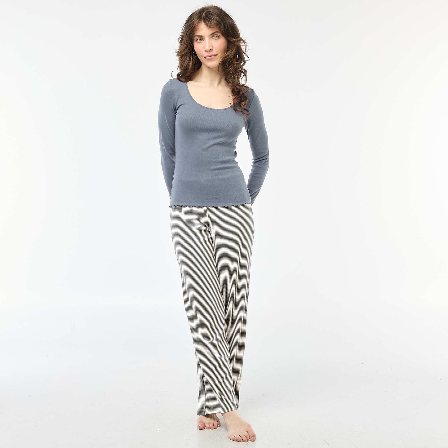 Ribbed Pyjama T-Shirt GREY