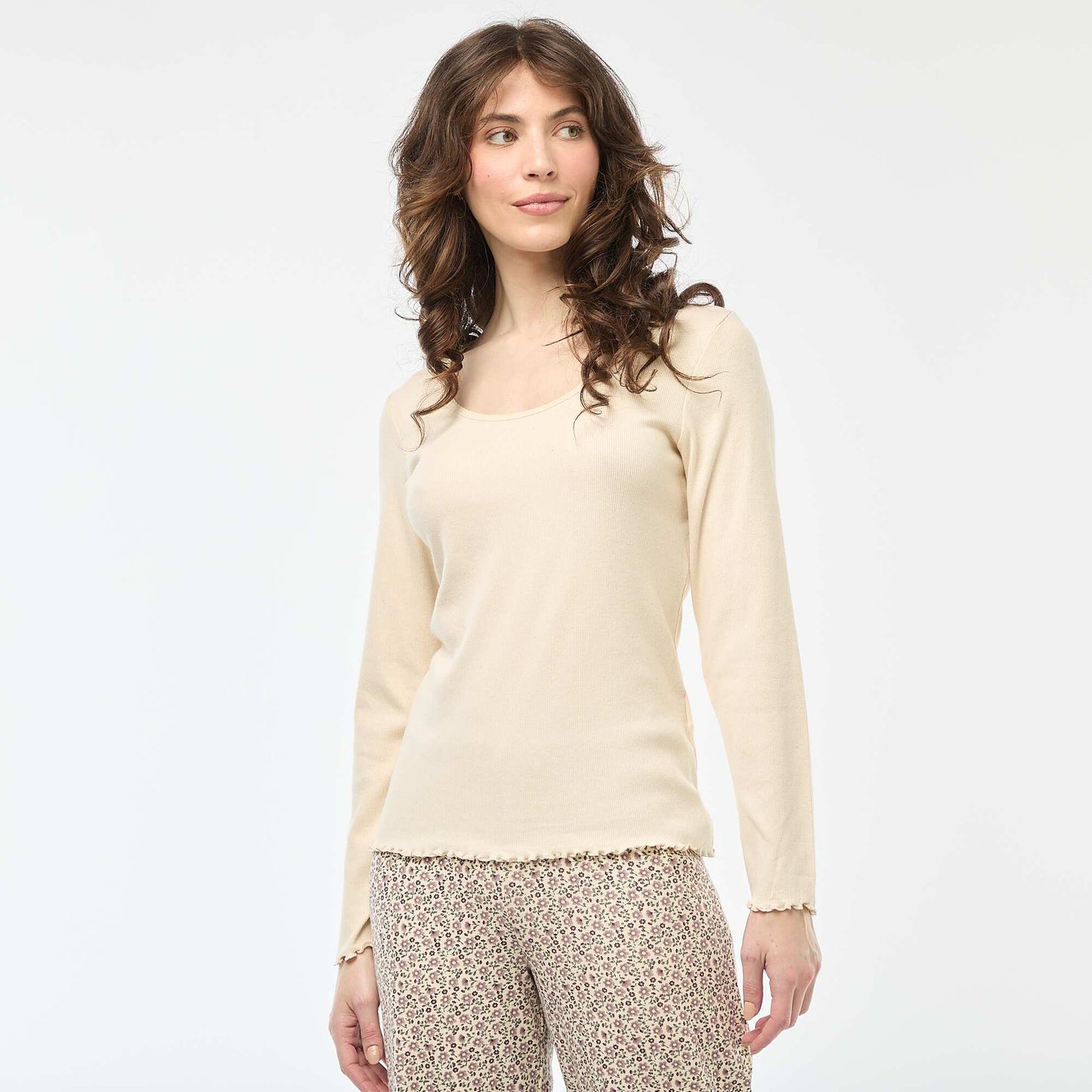 Ribbed Pyjama T-shirt WHITE