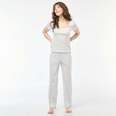 Ribbed Knit Pajama Pants GREY