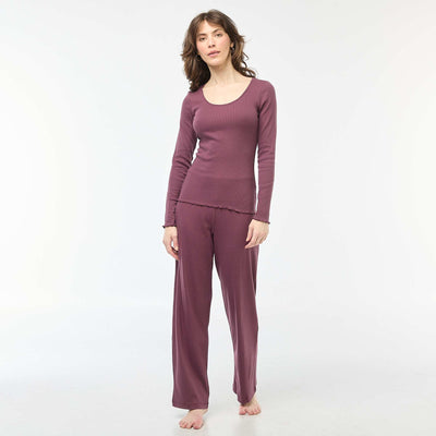 Ribbed Knit Pajama Pants PURPLE