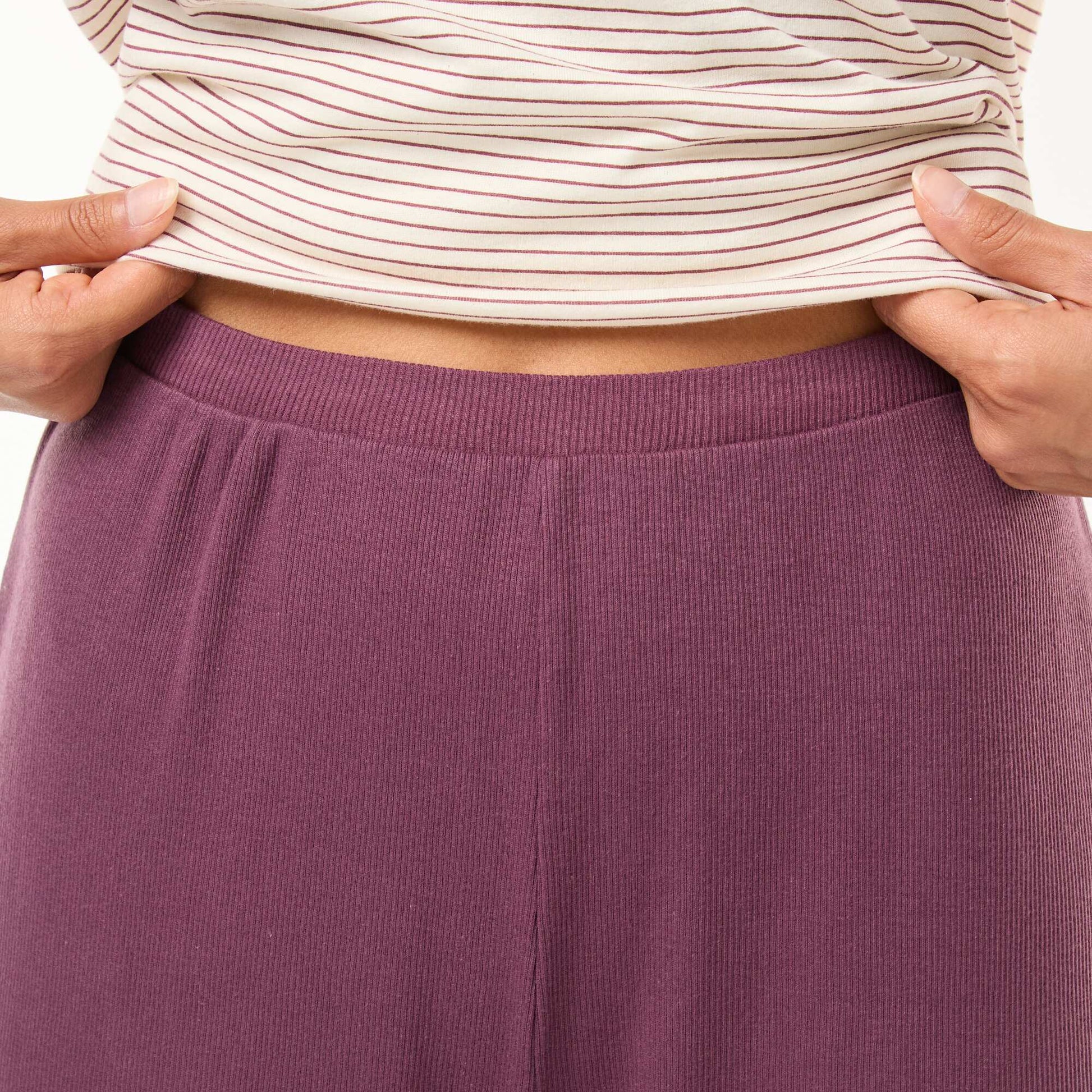 Ribbed Knit Pajama Pants PURPLE