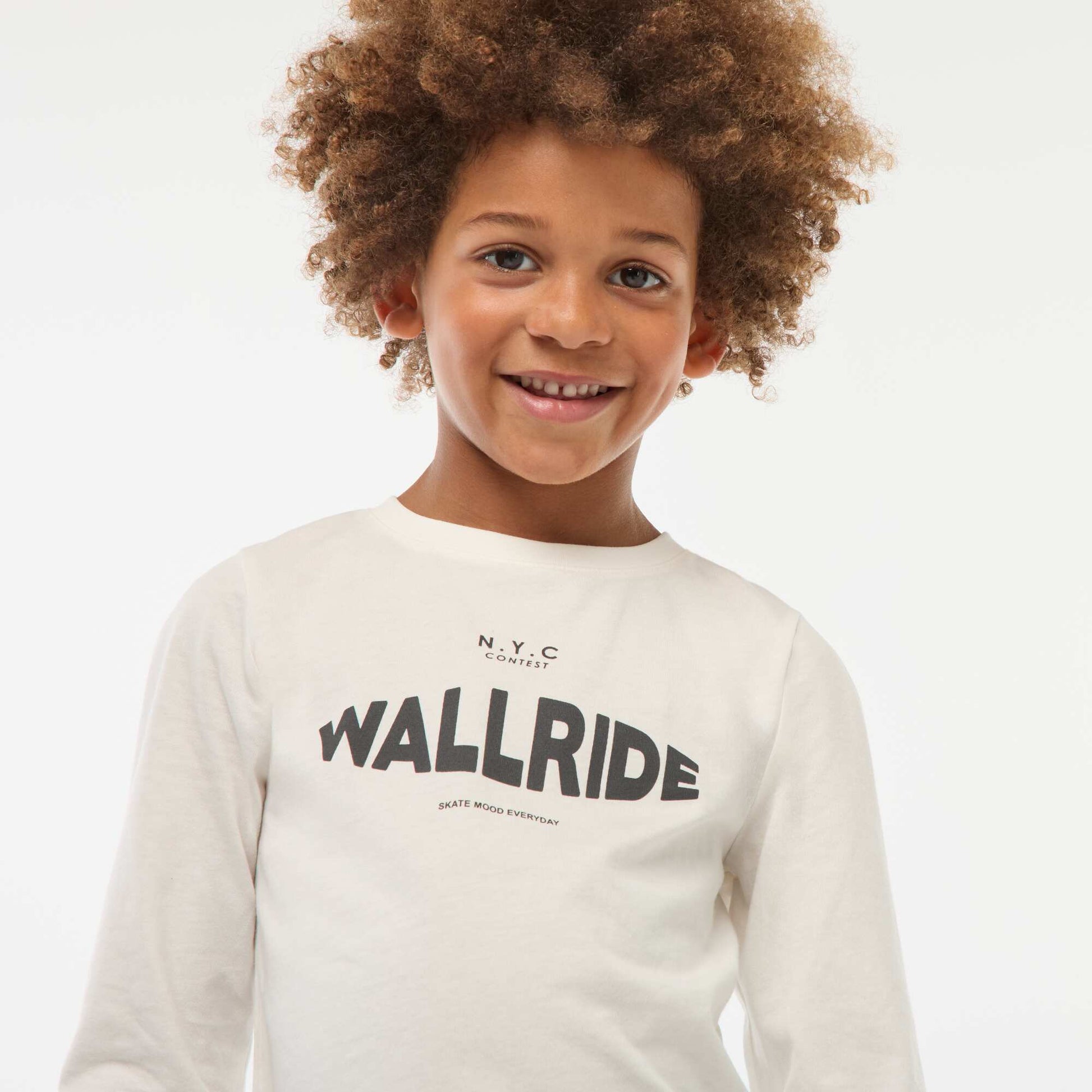 Long-sleeved T-shirt with cute print WHITE