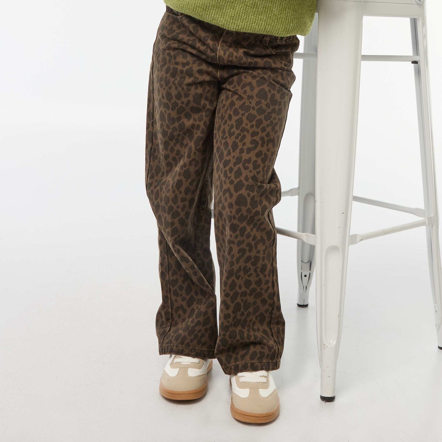 Wide-leg 5-pocket denim trousers BROWN