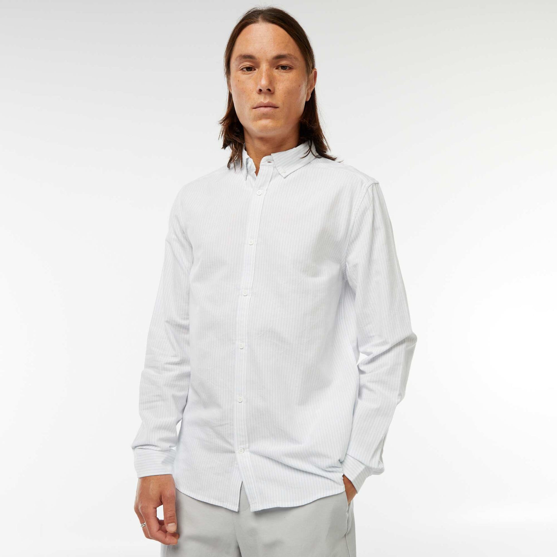 Oxford shirt with striped pattern BLUE