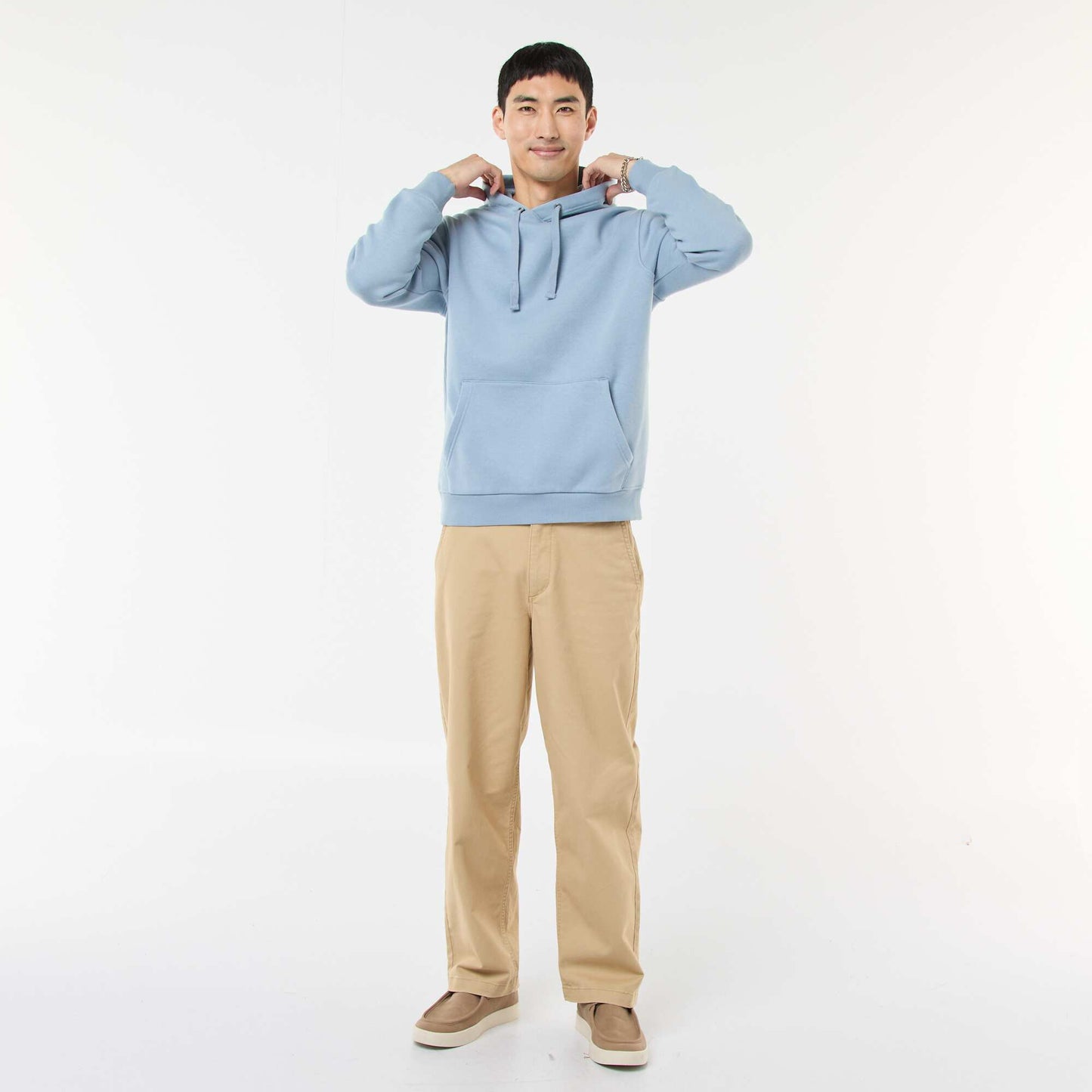 Brushed Fleece Hoodie with Kangaroo Pocket BLUE