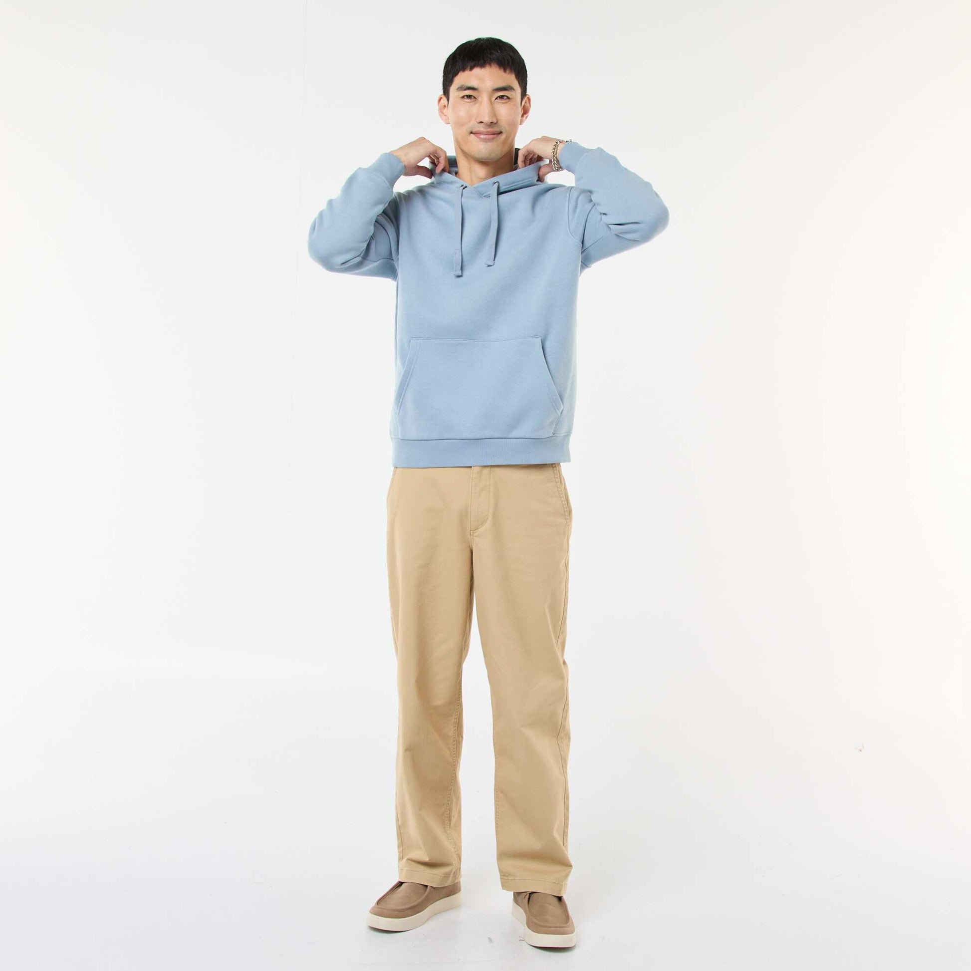 Brushed Fleece Hoodie with Kangaroo Pocket BLUE