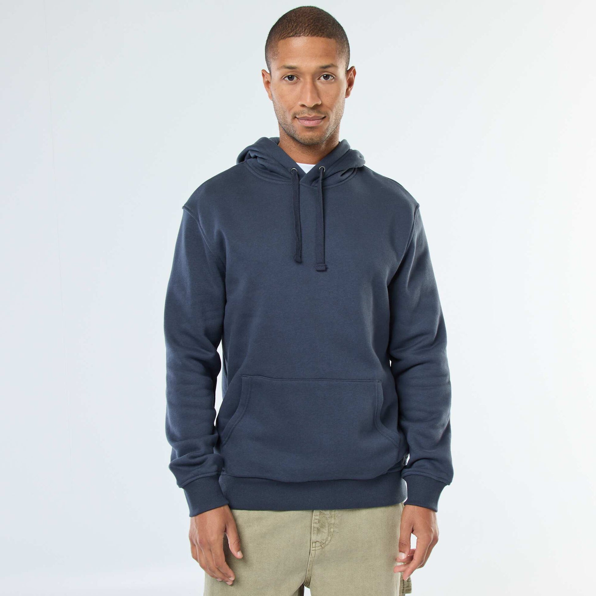 Brushed Fleece Hoodie with Kangaroo Pocket BLUE