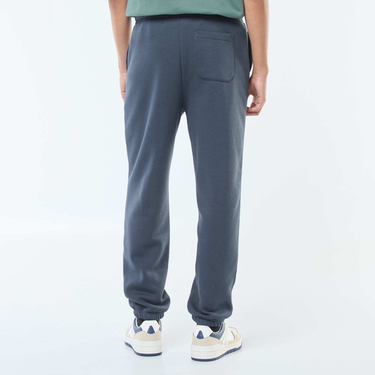 Plain joggers with drawstrings at the waist BLUE