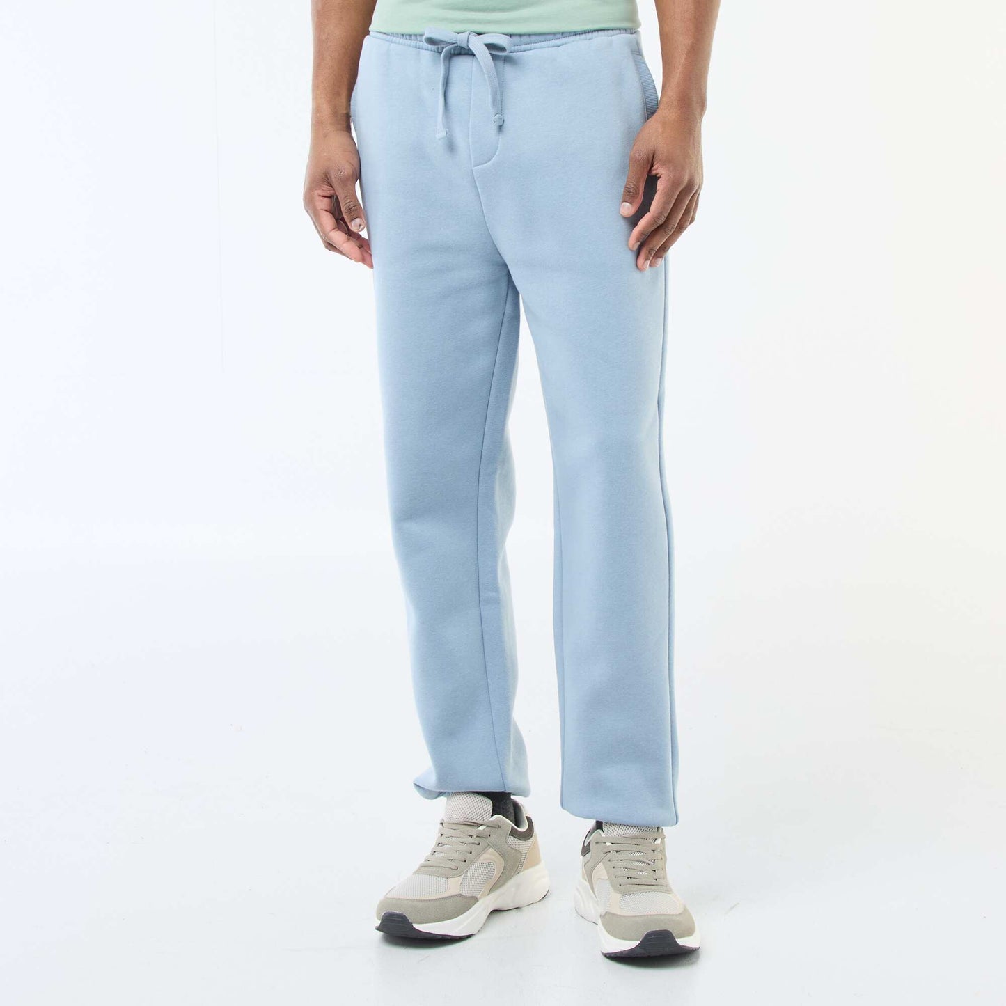 Plain joggers with drawstrings at the waist BLUE