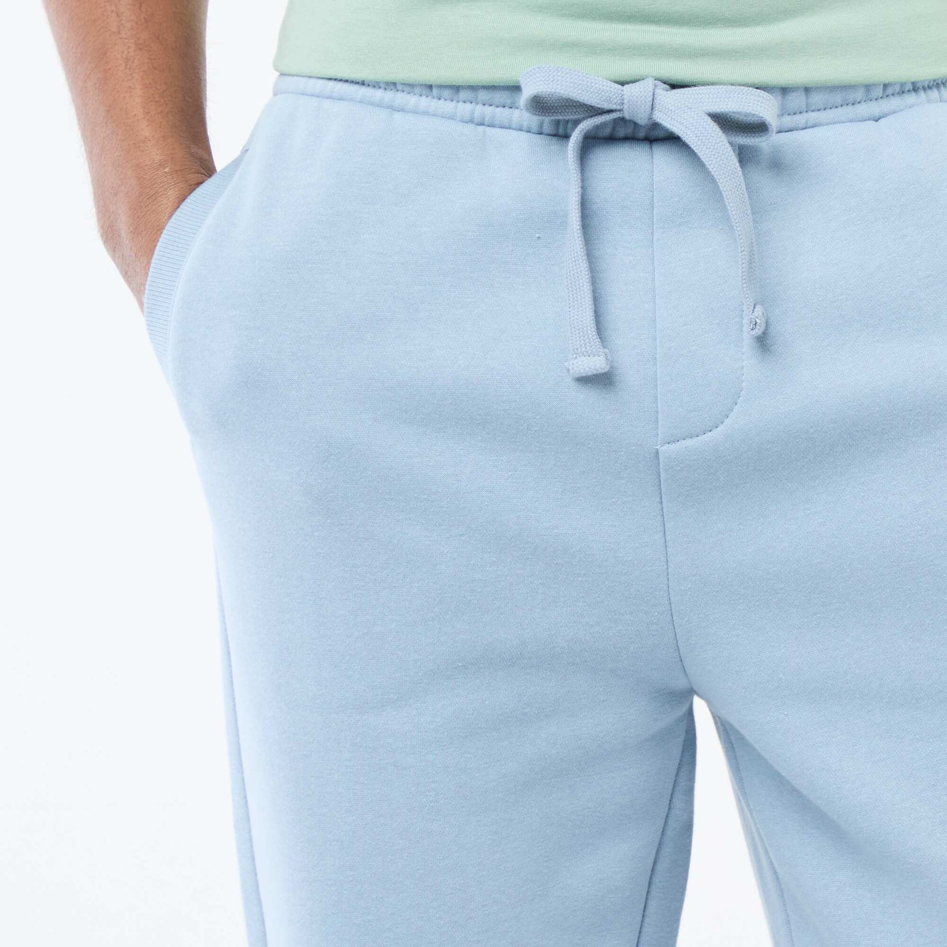 Plain joggers with drawstrings at the waist BLUE