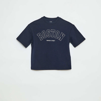 Short-sleeved varsity-style T-shirt BLUE