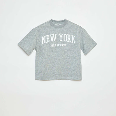 Short-sleeved varsity-style T-shirt GREY