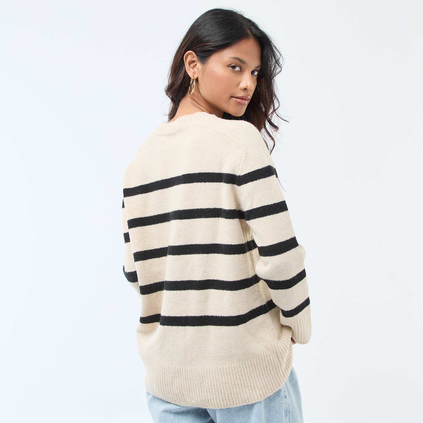 Chunky knit crew neck sweater BEIGE