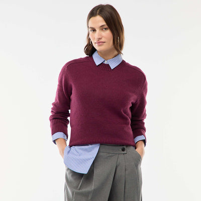 Chunky Knit Crew Neck Sweater RED