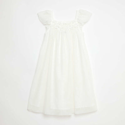 3D Flower Tulle Strap Dress WHITE