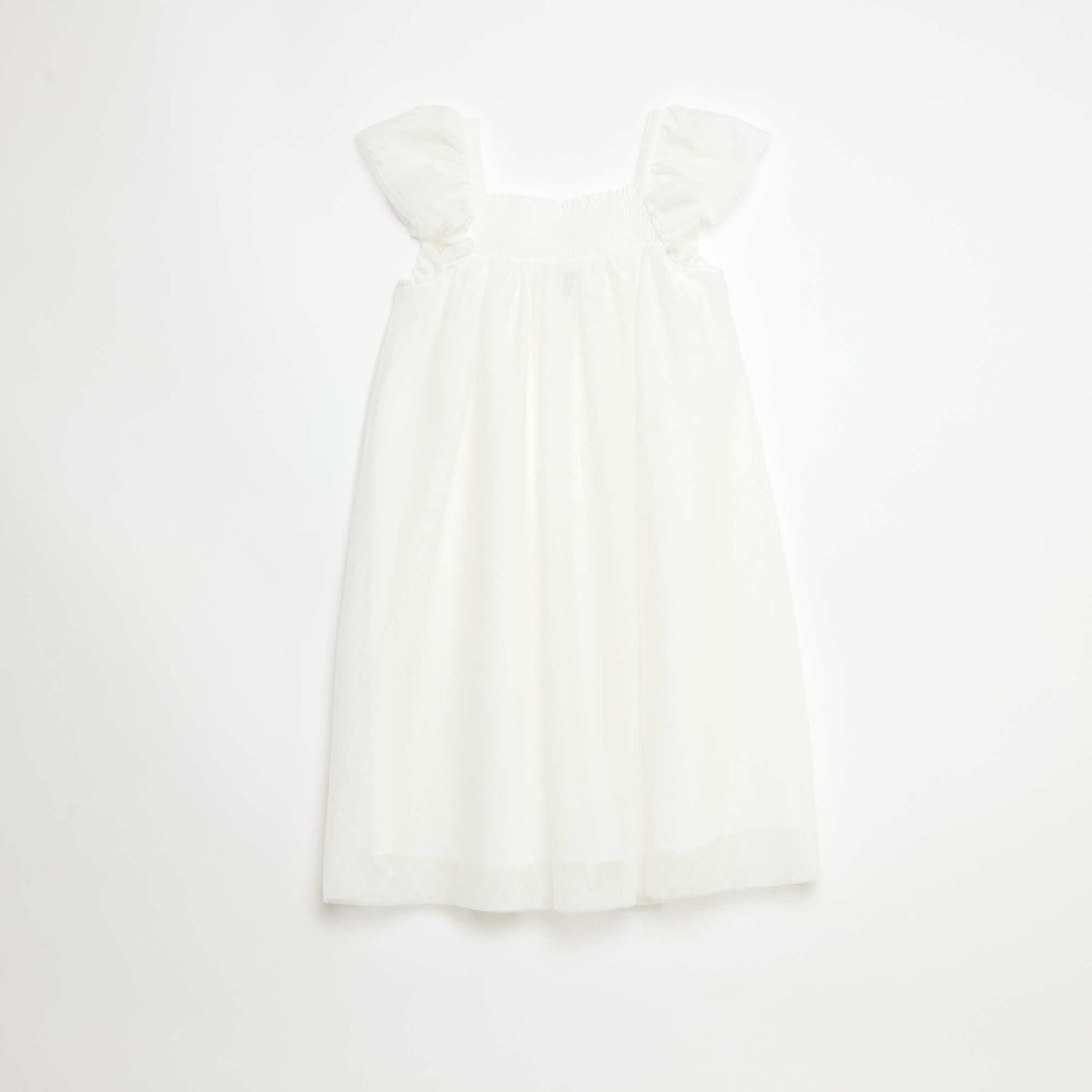 3D Flower Tulle Strap Dress WHITE