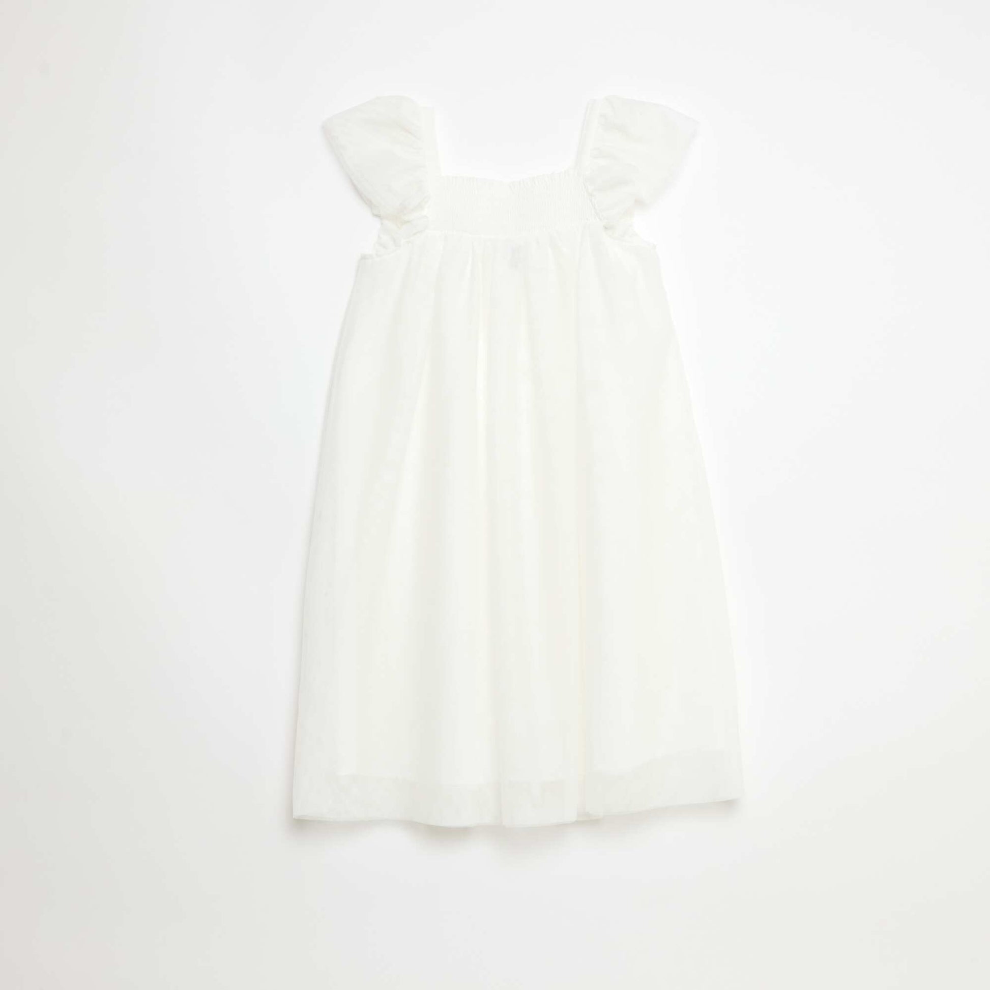 3D Flower Tulle Strap Dress WHITE