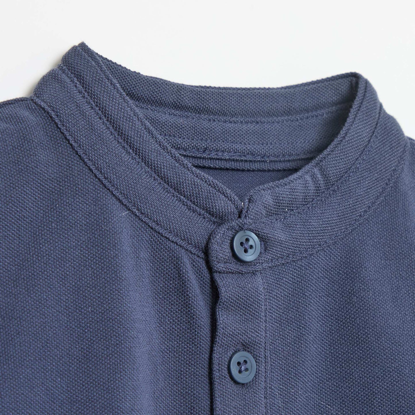 Plain Cotton Piqué Tunisian T-Shirt BLUE