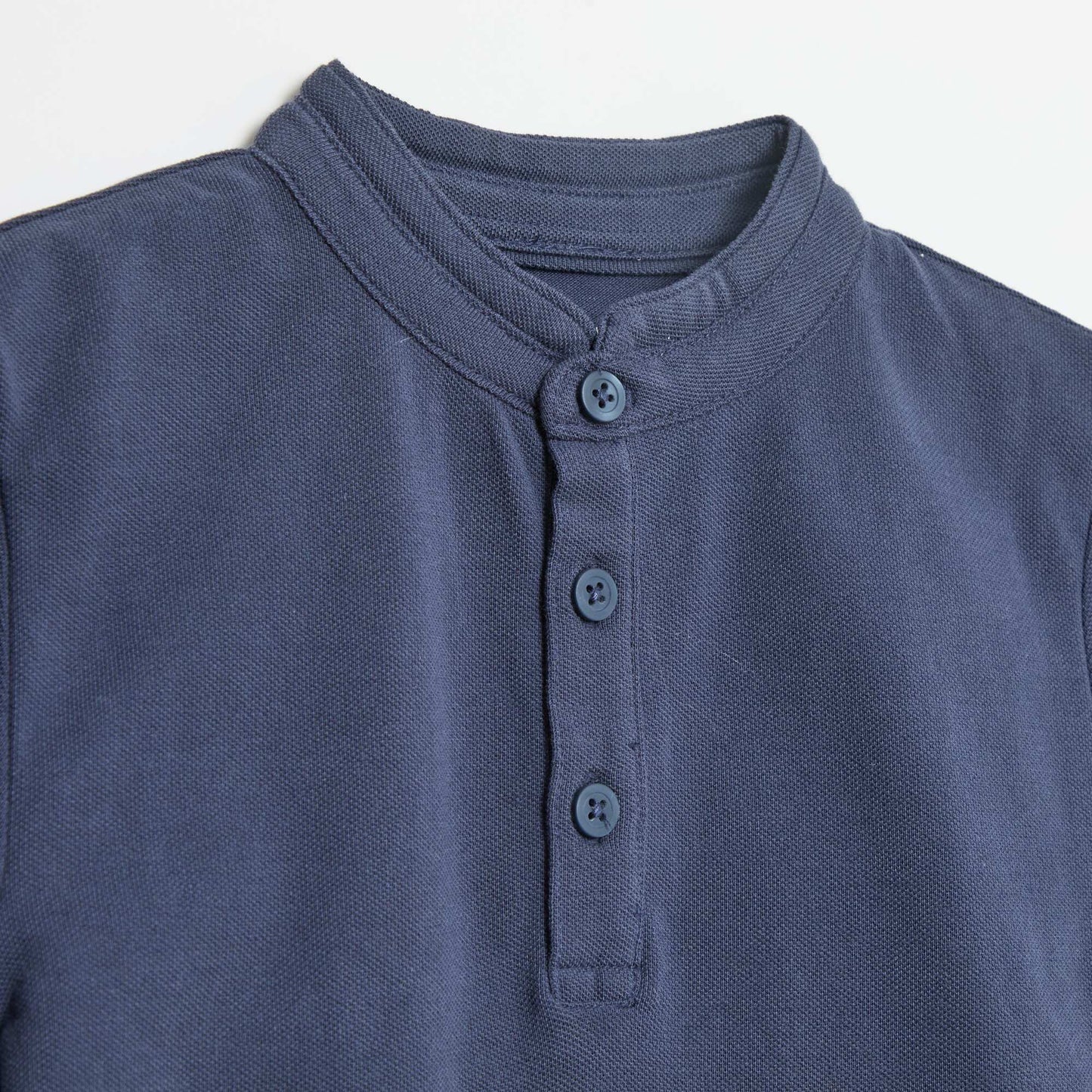 Plain Cotton Piqué Tunisian T-Shirt BLUE