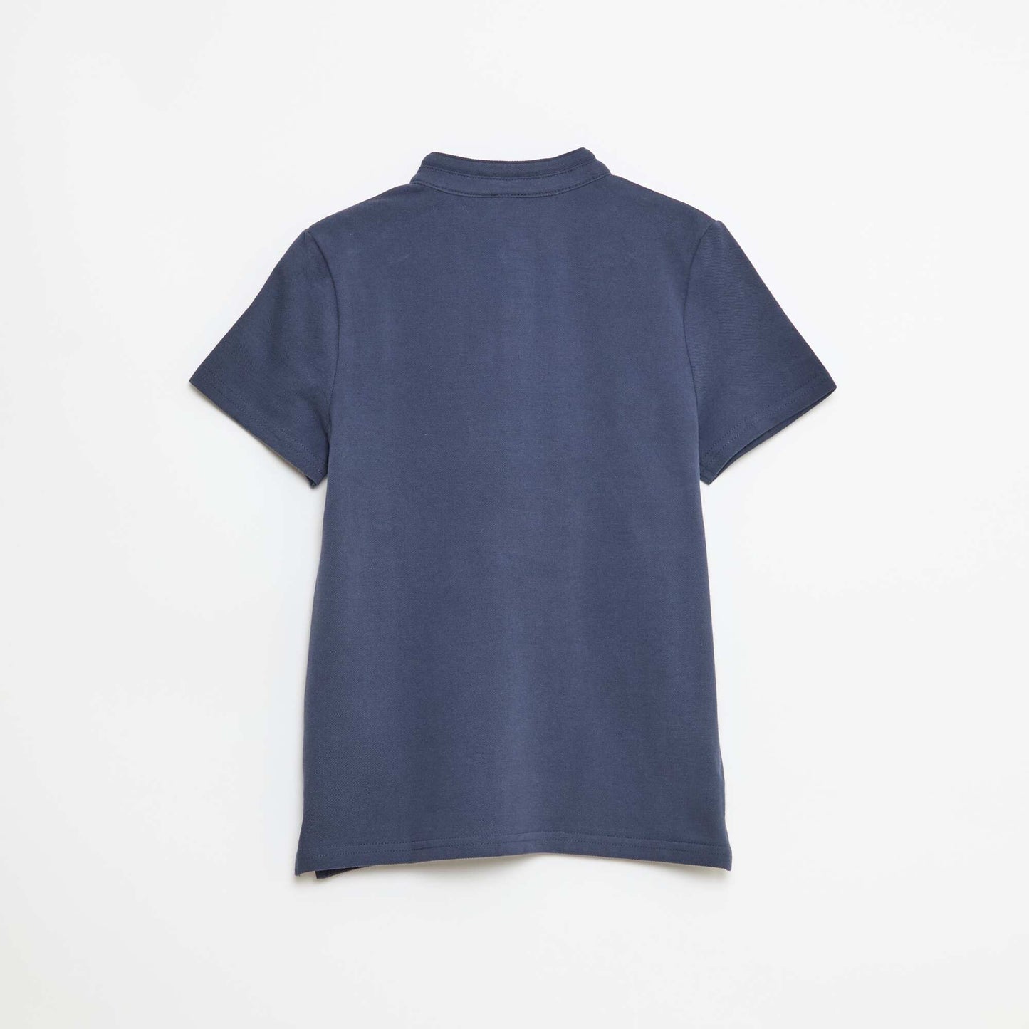 Plain Cotton Piqué Tunisian T-Shirt BLUE