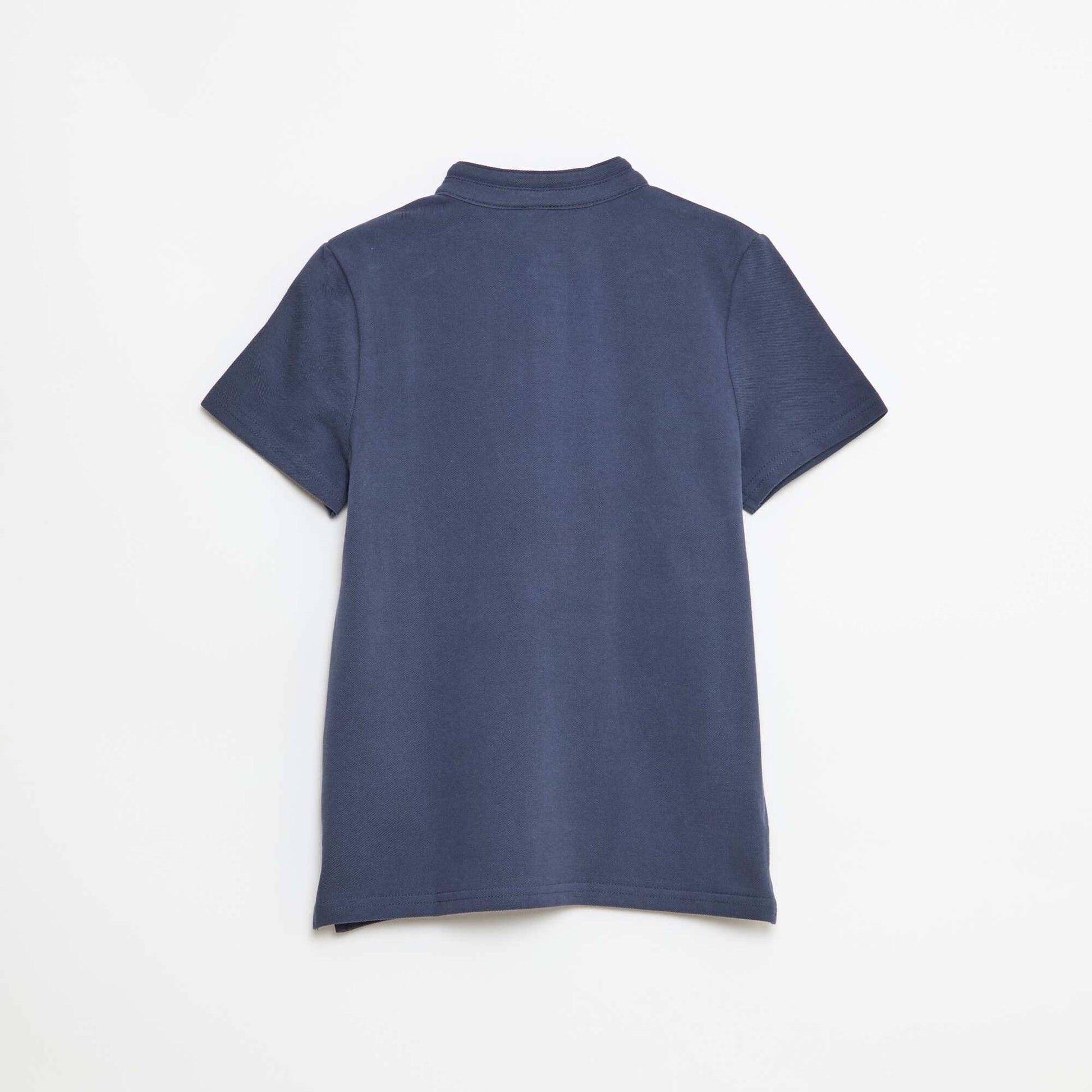 Plain Cotton Piqué Tunisian T-Shirt BLUE