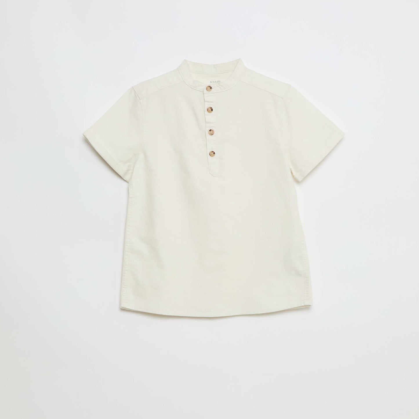 Plain Cotton Short-Sleeve Shirt WHITE