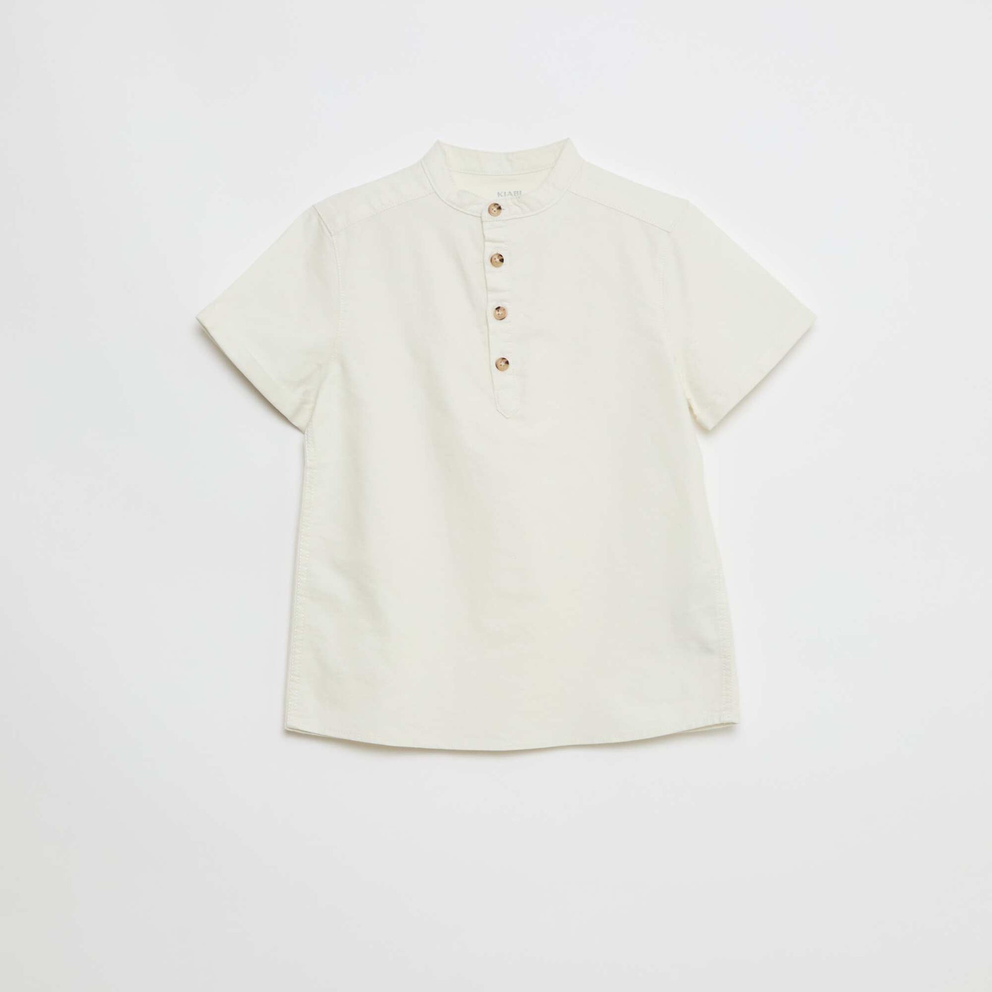Plain Cotton Short-Sleeve Shirt WHITE