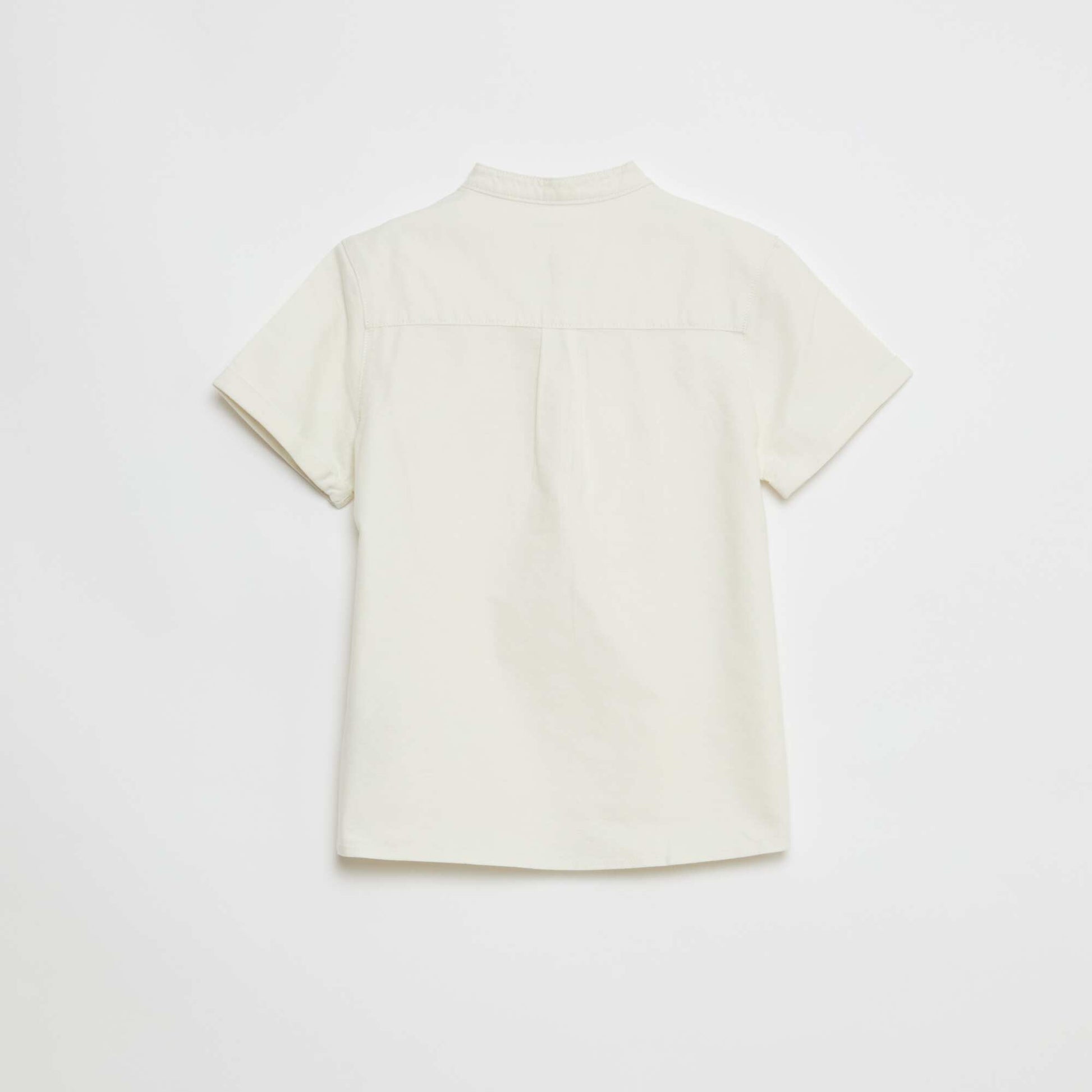 Plain Cotton Short-Sleeve Shirt WHITE
