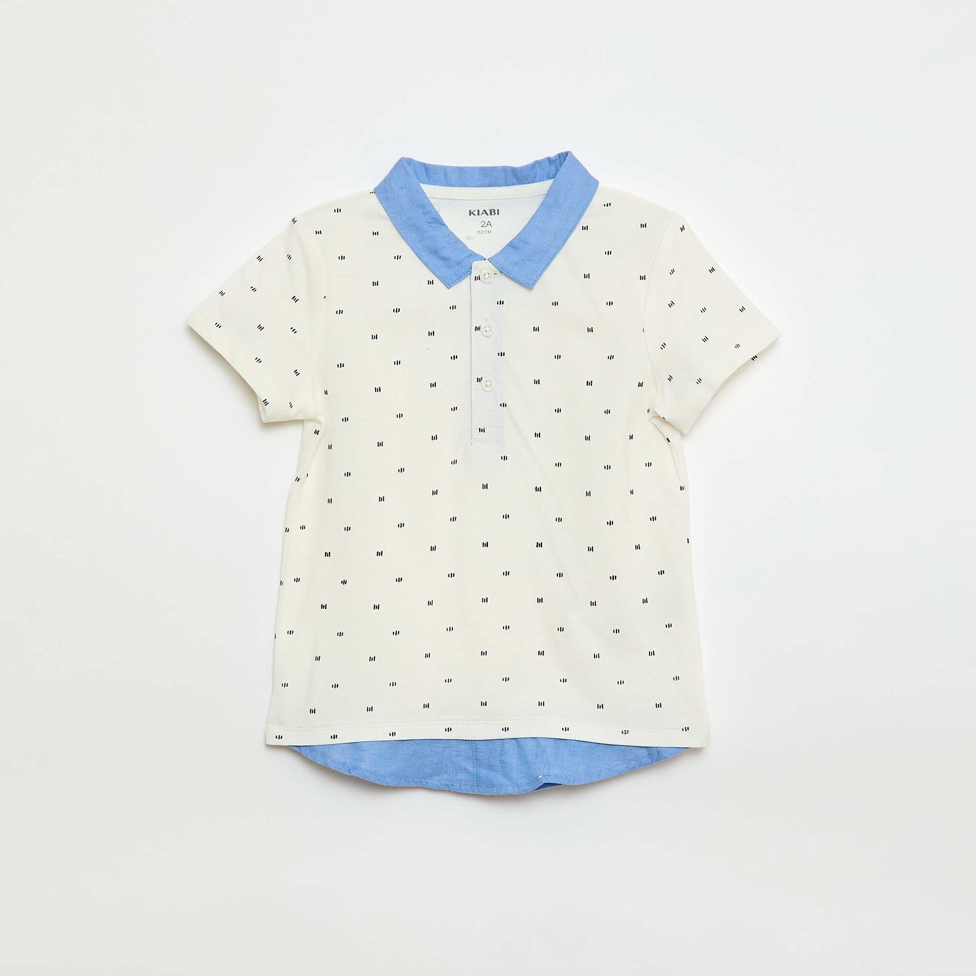 2-in-1 Look Print Polo Shirt WHITE
