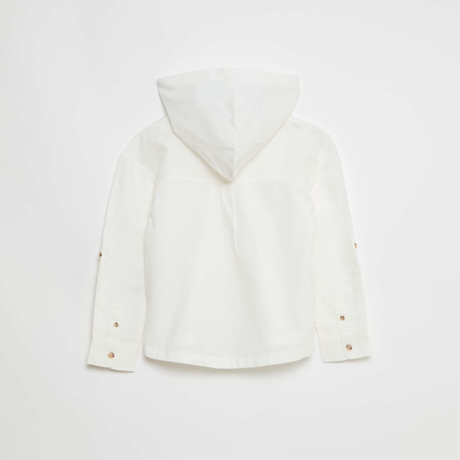 Plain Cotton Regular Fit Hooded Shirt WHITE