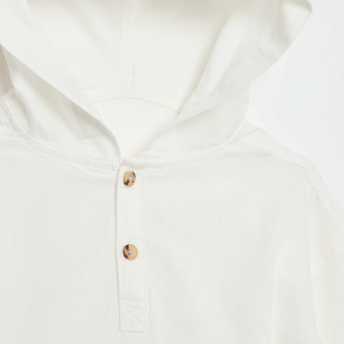 Plain Cotton Regular Fit Hooded Shirt WHITE