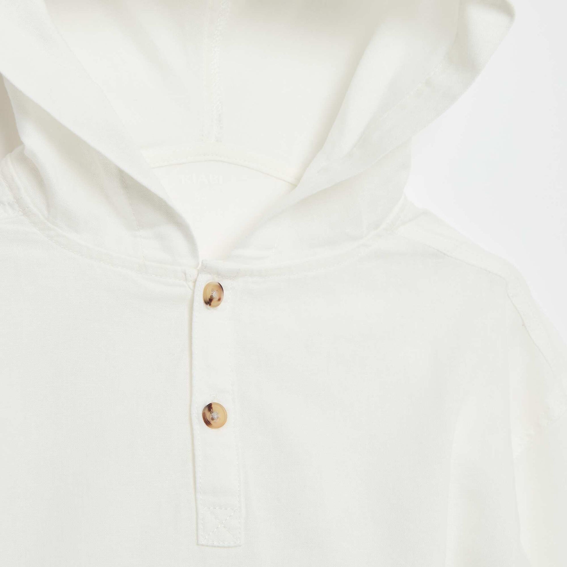 Plain Cotton Regular Fit Hooded Shirt WHITE