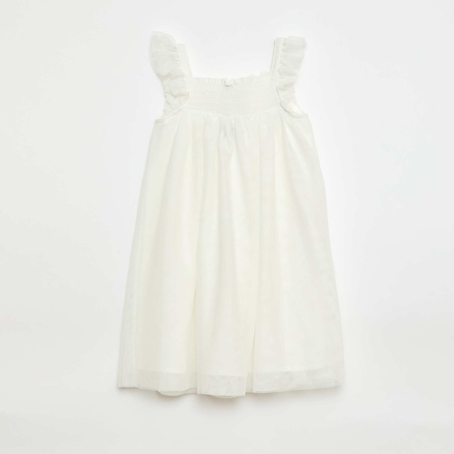 Tulle Dress with 3D Flowers WHITE