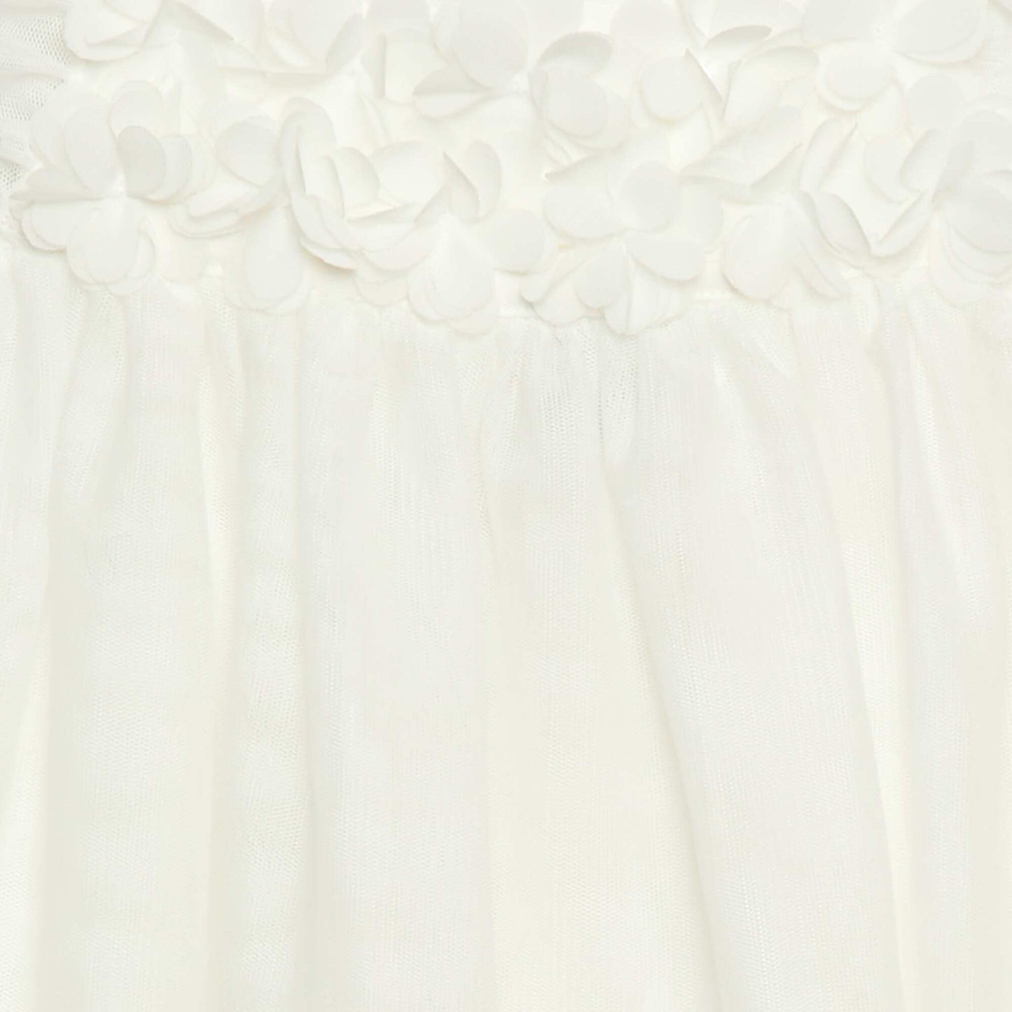 Tulle Dress with 3D Flowers WHITE