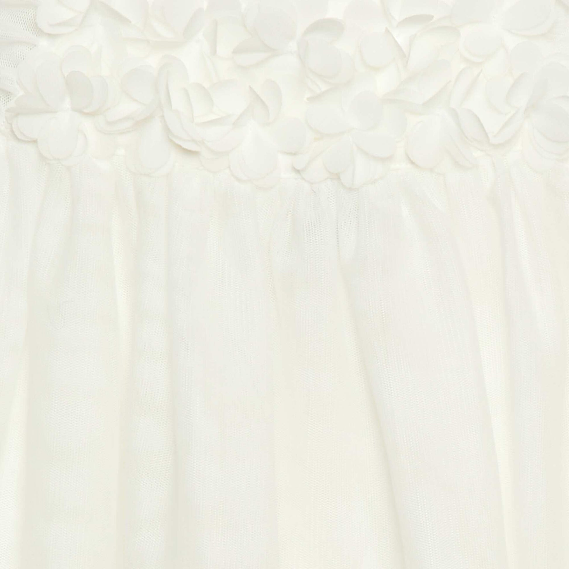 Tulle Dress with 3D Flowers WHITE
