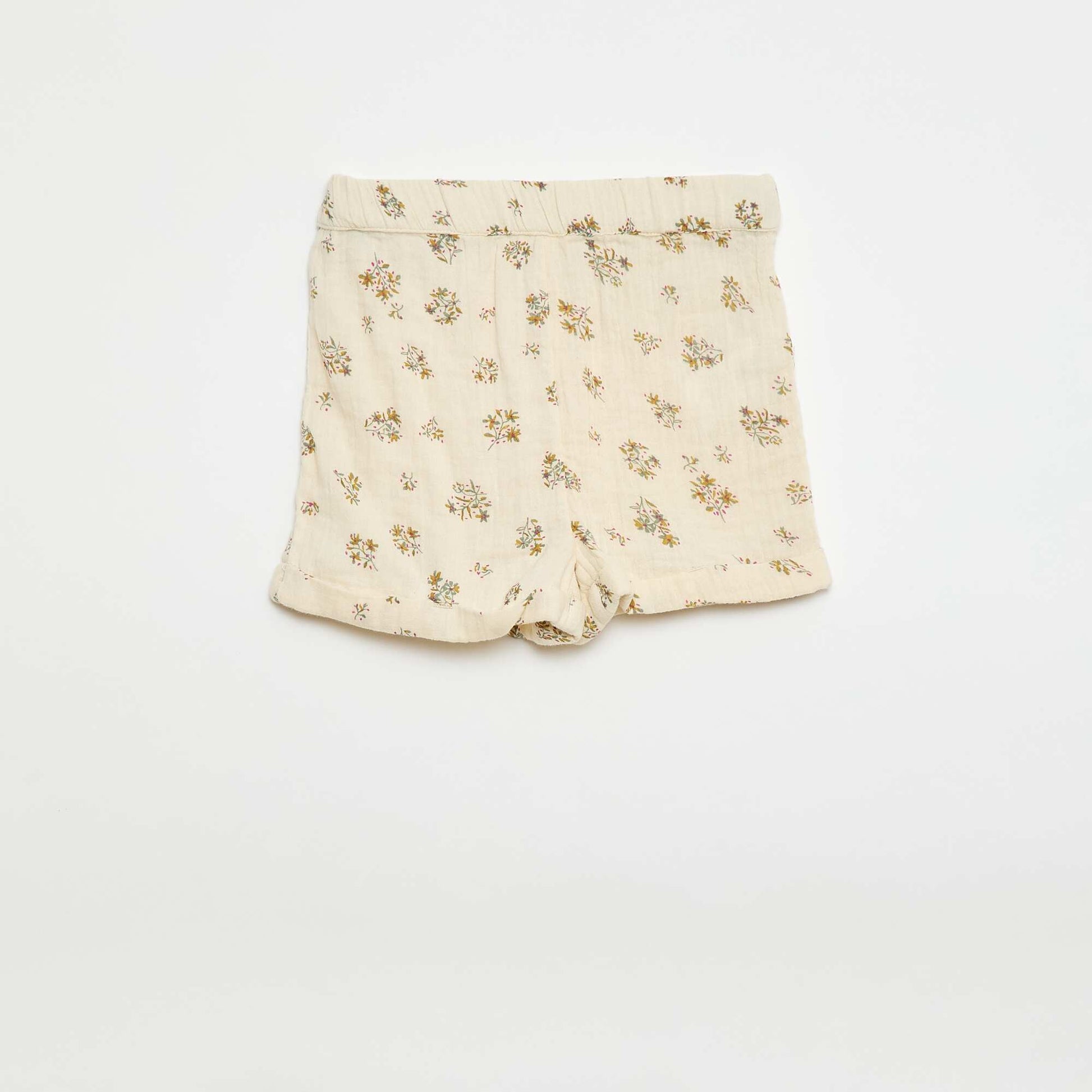 Patterned Cotton Gauze Shorts BEIGE