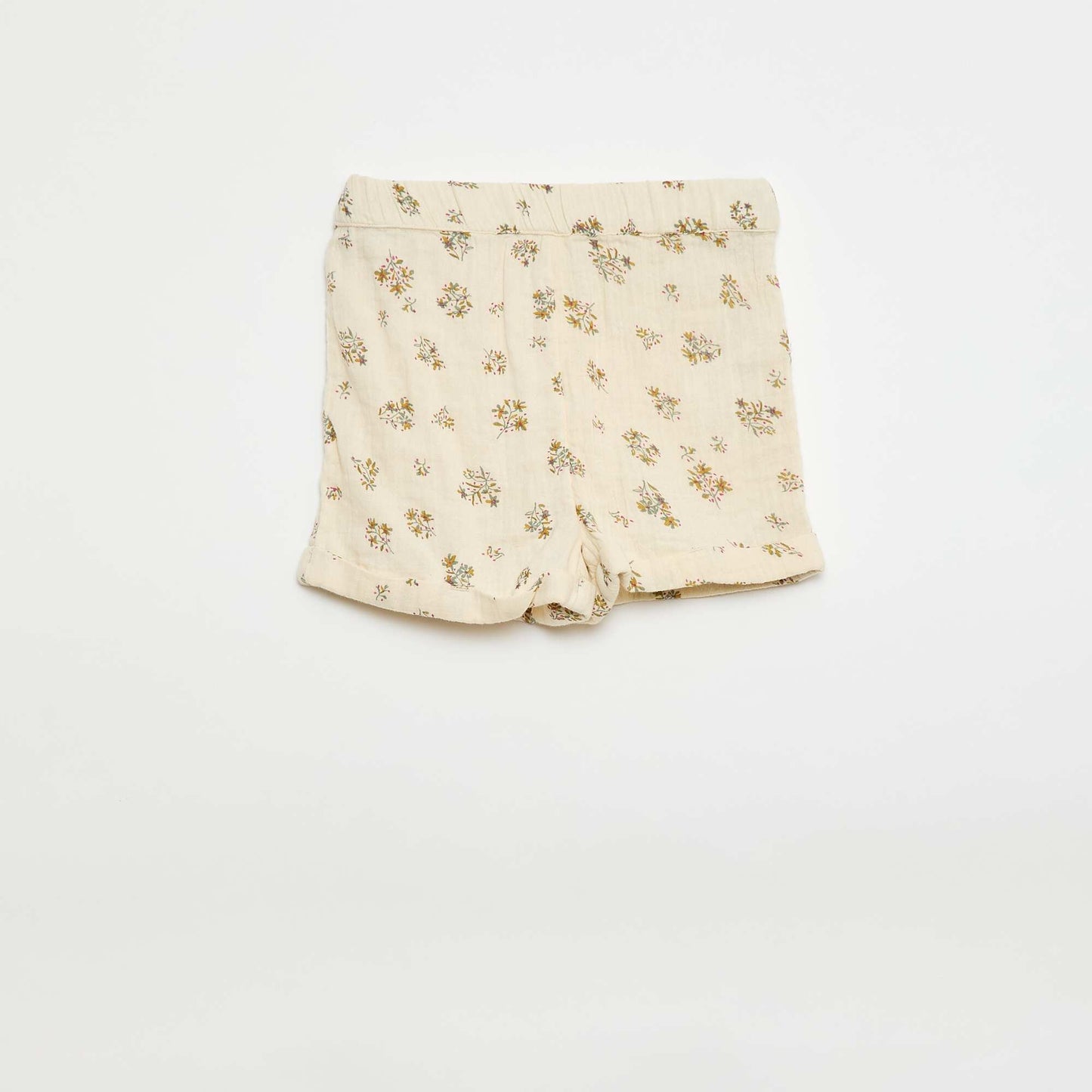 Patterned Cotton Gauze Shorts BEIGE