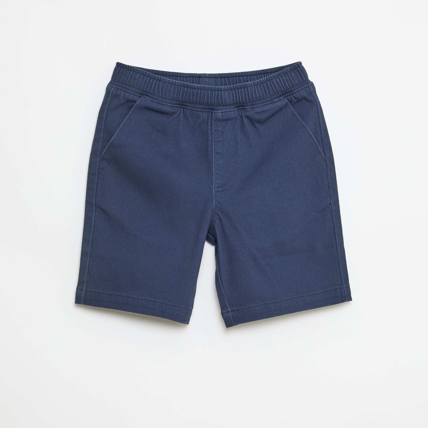 Plain Cotton Denim Bermuda Shorts BLUE