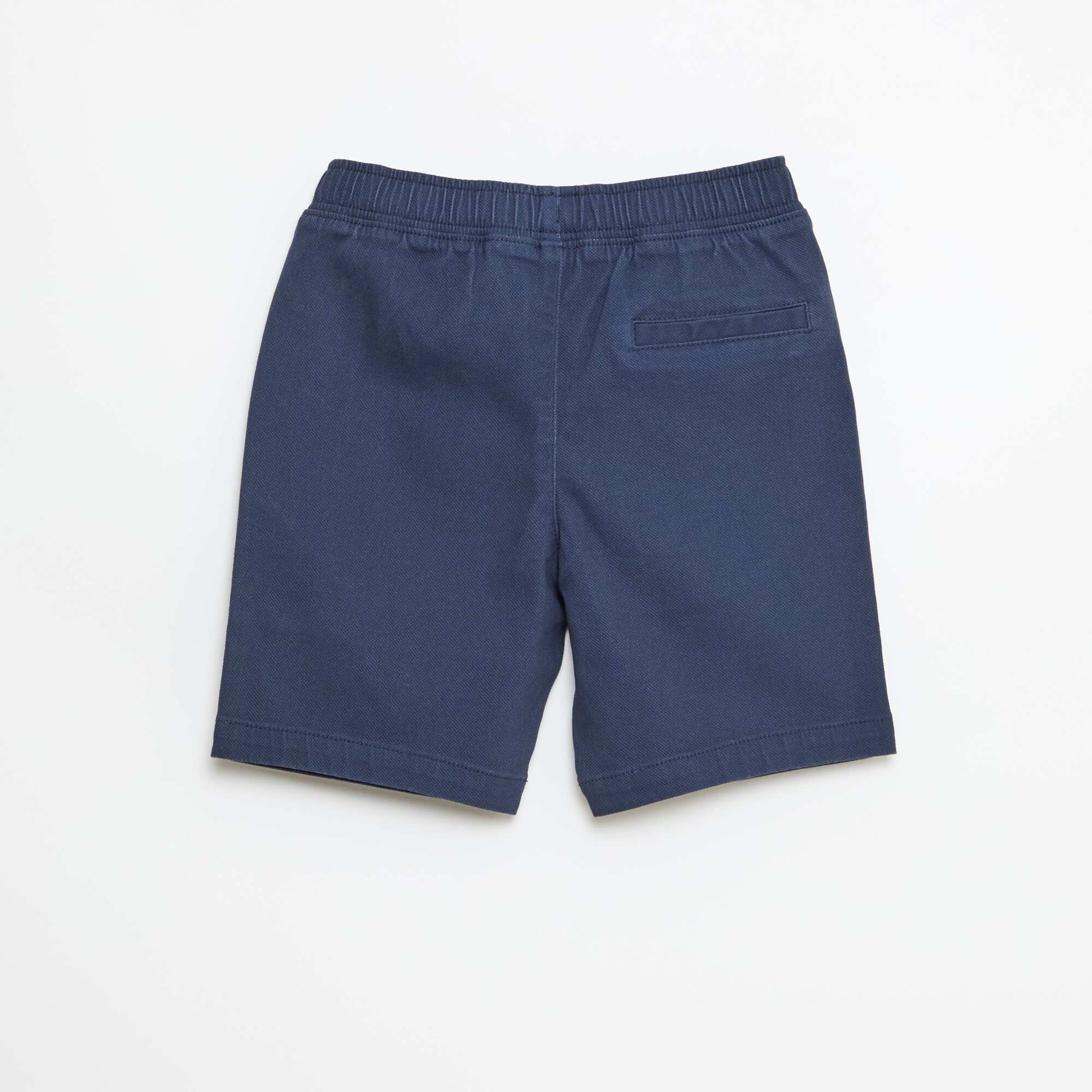 Plain Cotton Denim Bermuda Shorts BLUE