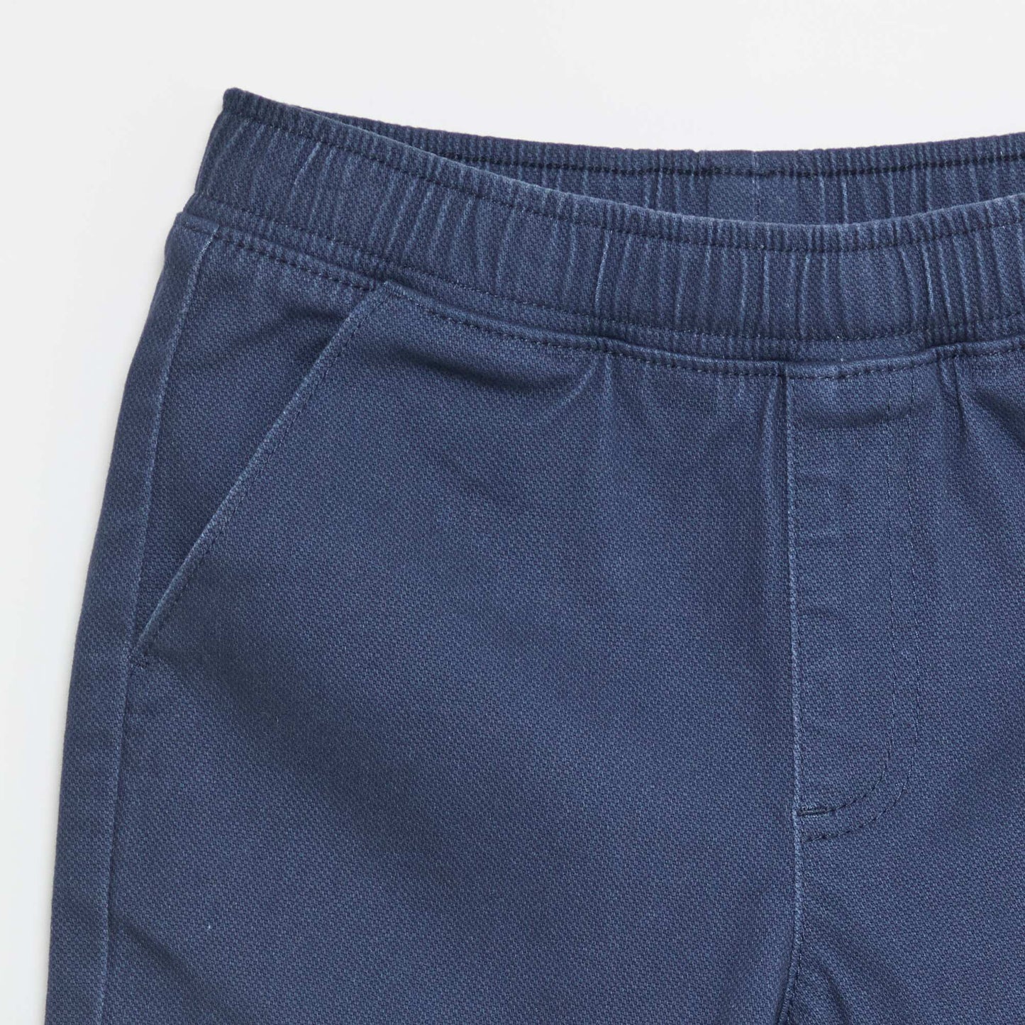 Plain Cotton Denim Bermuda Shorts BLUE