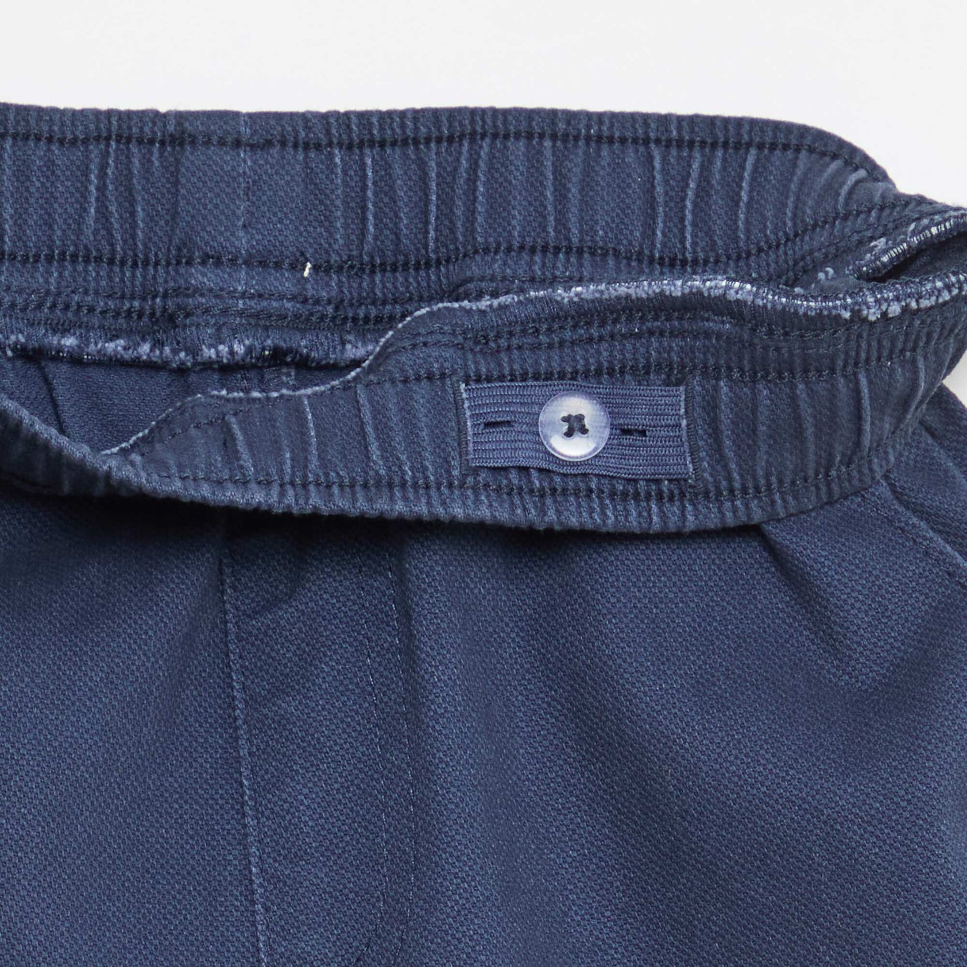 Plain Cotton Denim Bermuda Shorts BLUE
