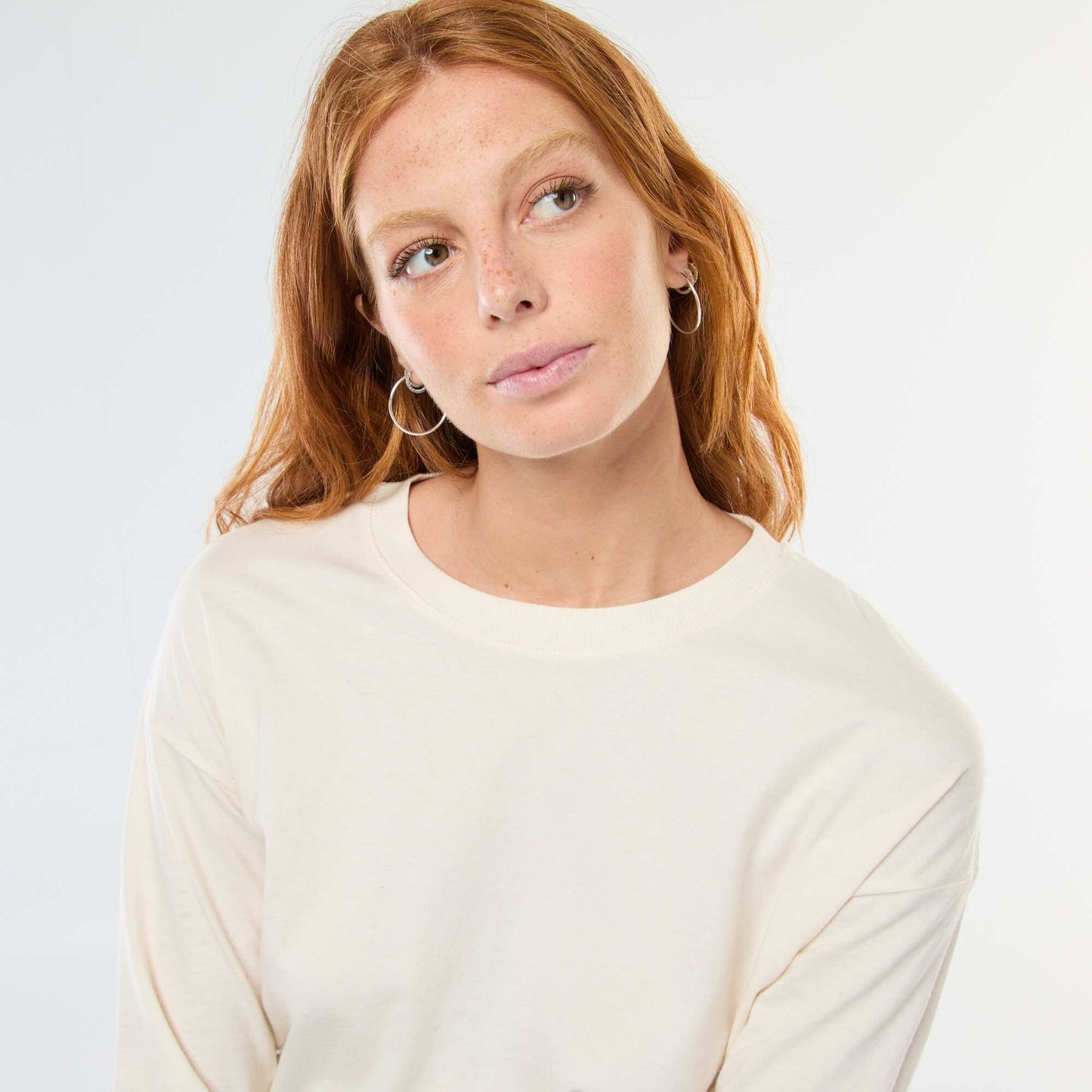 Long-Sleeved Round Neck T-Shirt WHITE