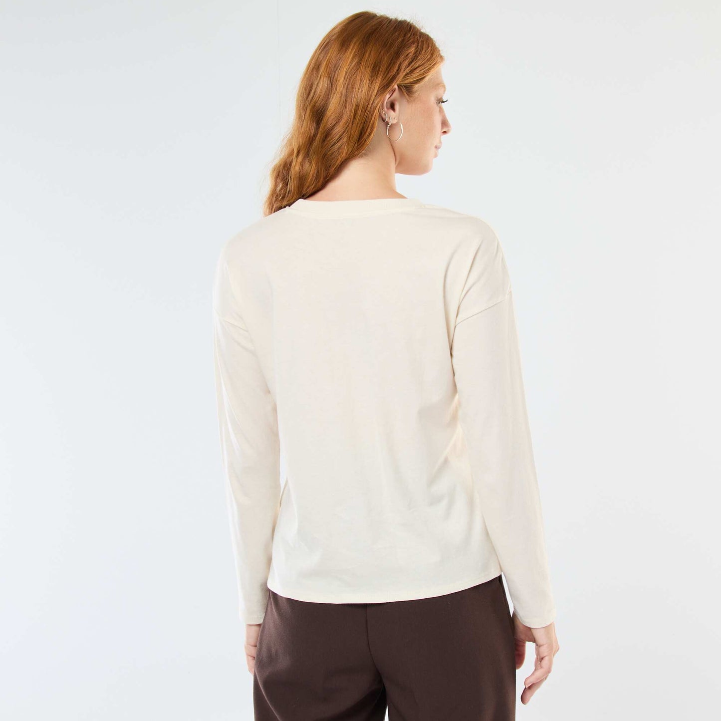 Long-Sleeved Round Neck T-Shirt WHITE