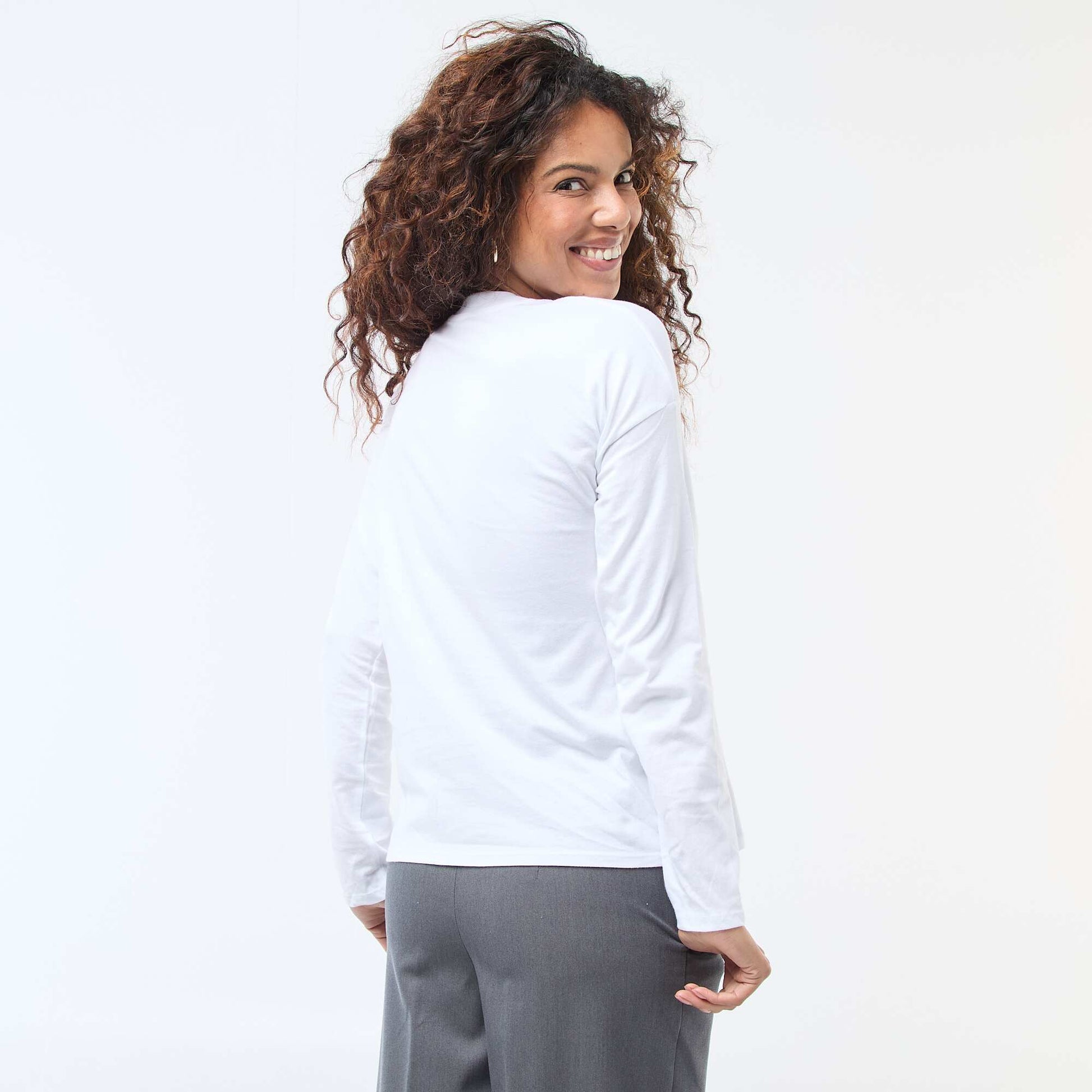 Long-Sleeve Crew Neck T-Shirt WHITE
