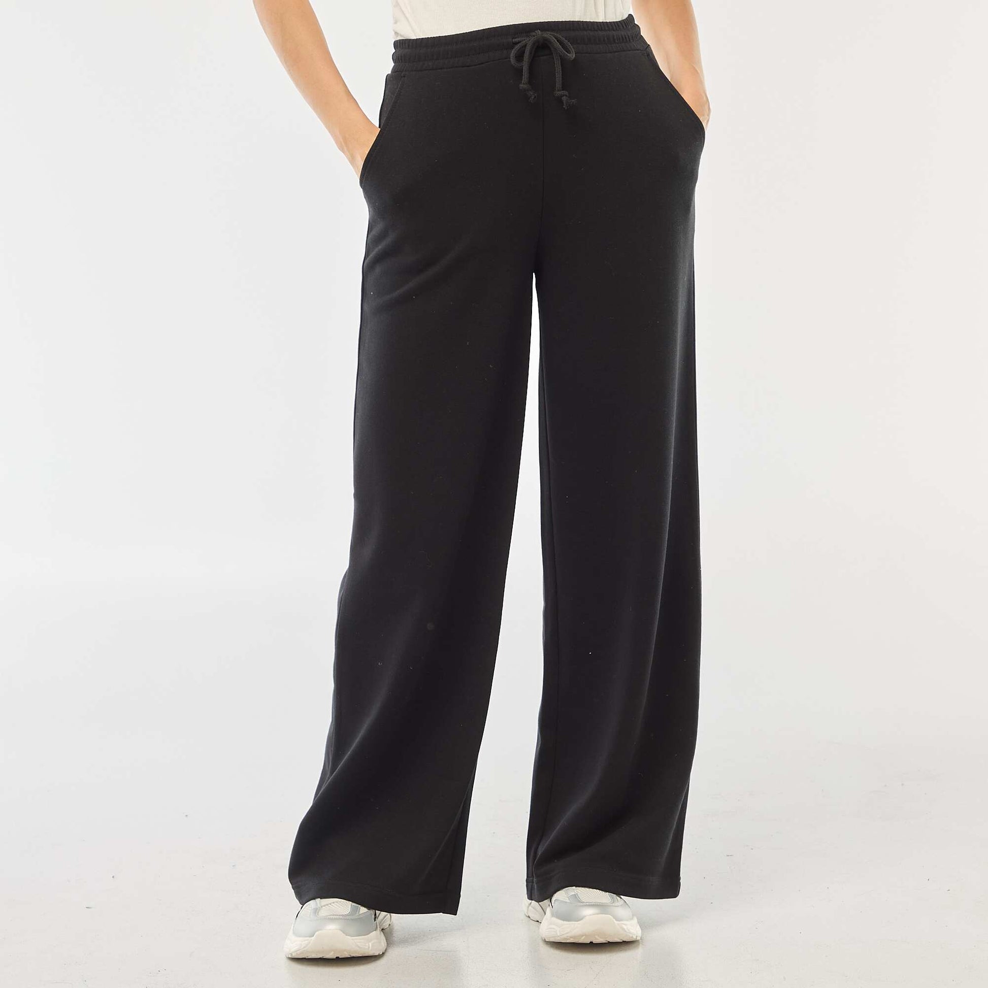 Solid Color Cotton Joggers BLACK