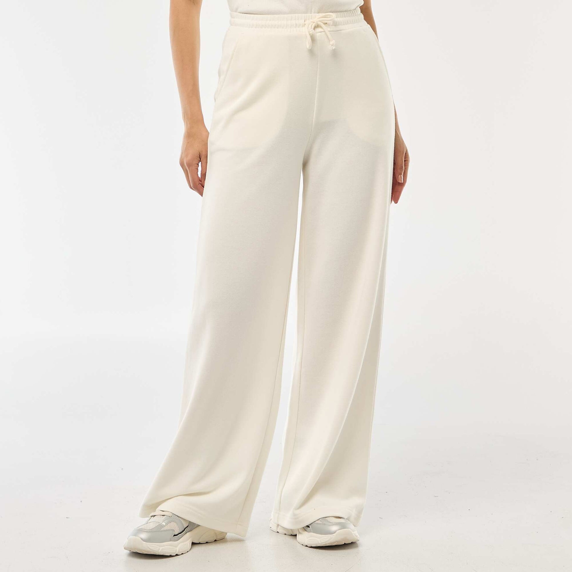 Solid Color Cotton Joggers WHITE