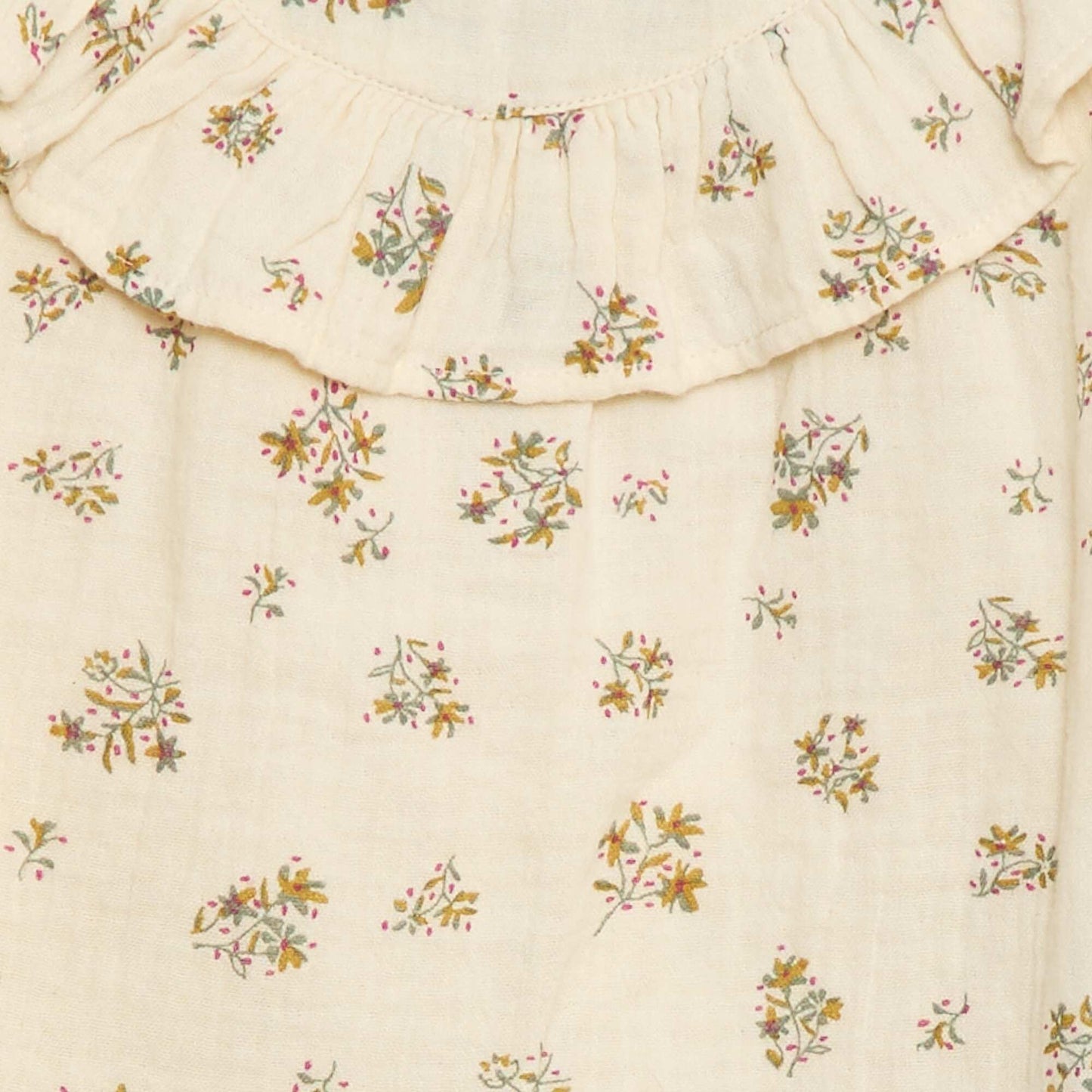 Short-Sleeve Cotton Gauze Print Blouse BEIGE