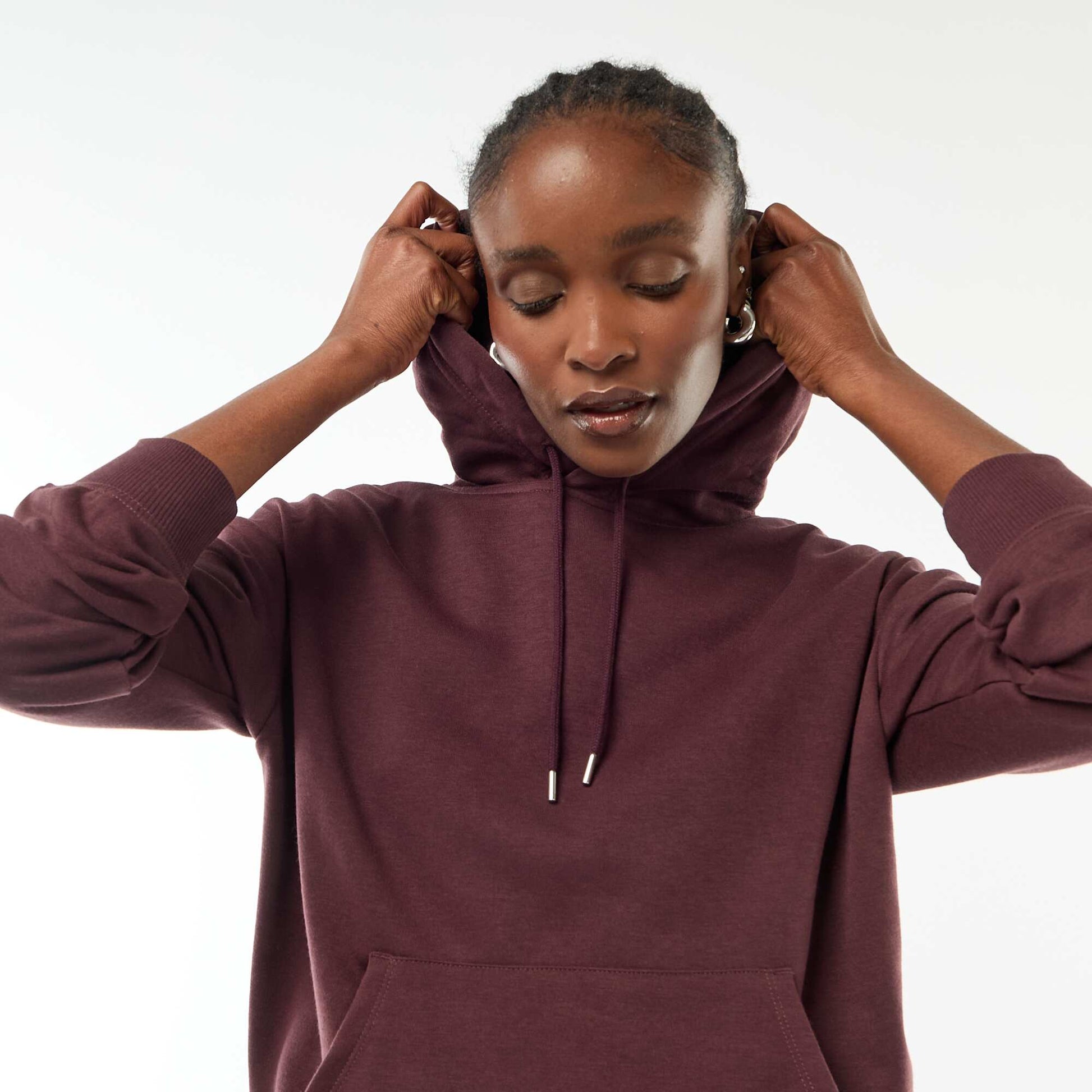 Plain Cotton Hoodie PURPLE